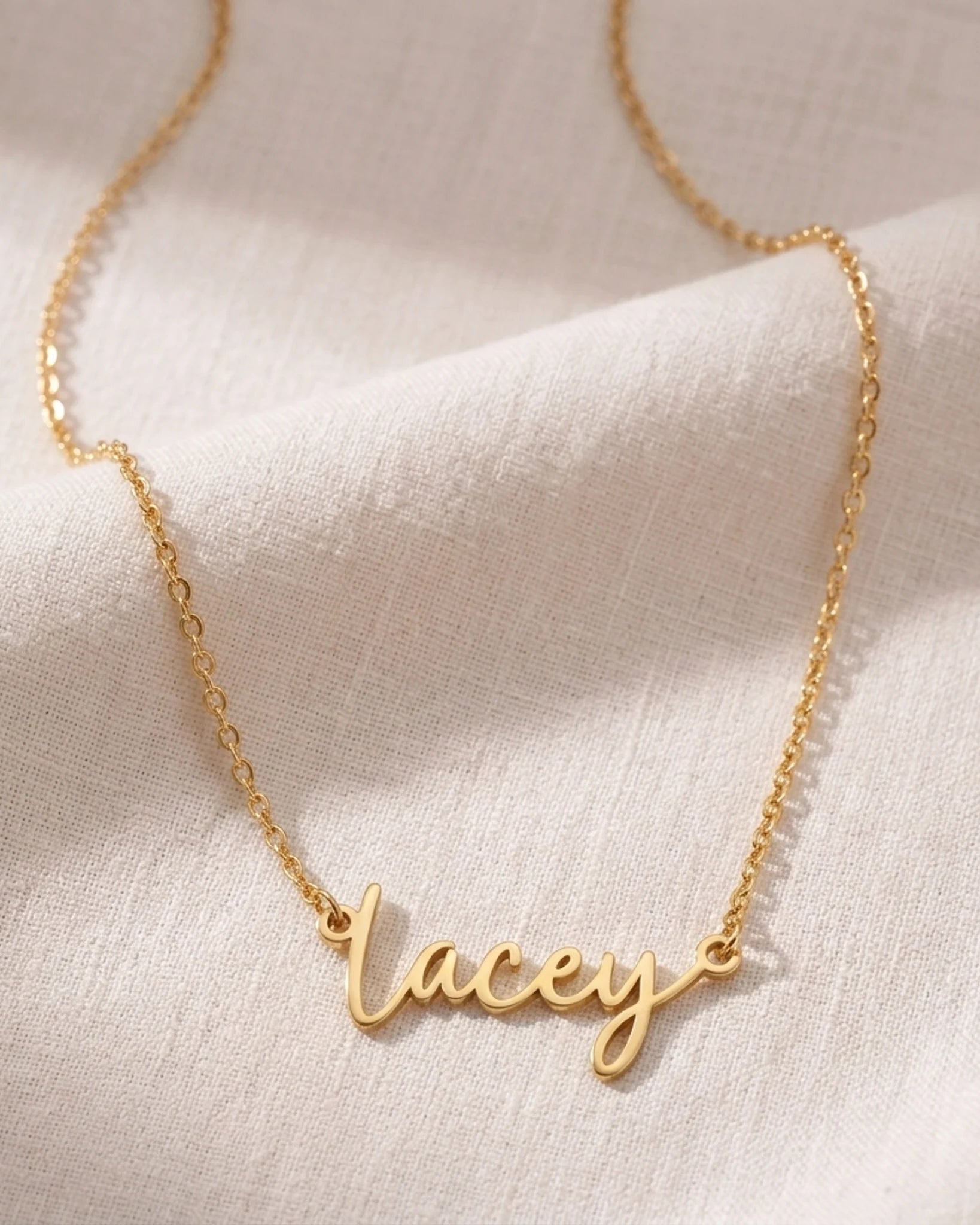 Lacey Name Necklace | 18ct Gold, Silver & Vermeil | Ready to Ship