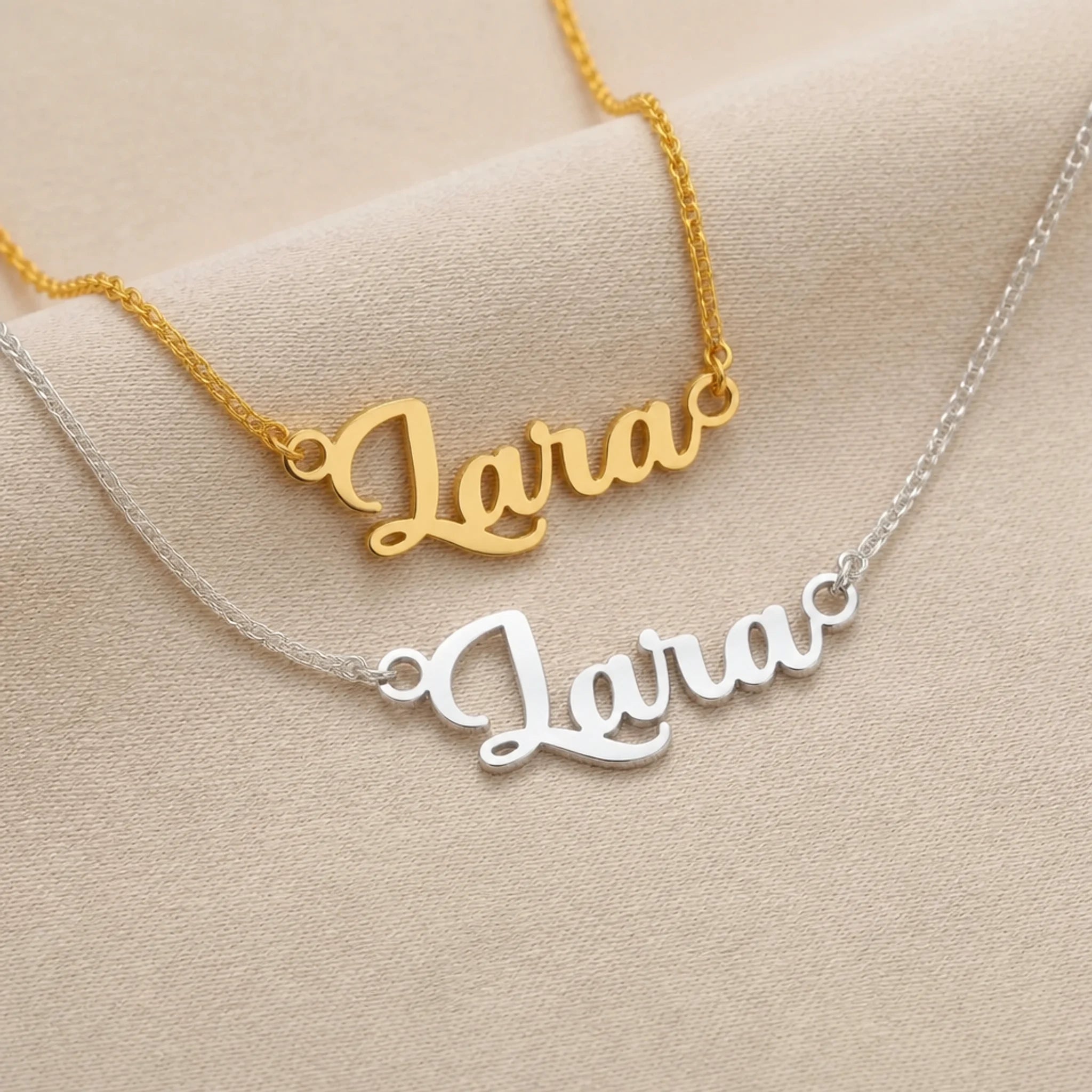 Lara Name Necklace | 18ct Gold, Silver & Vermeil | Ready to Ship