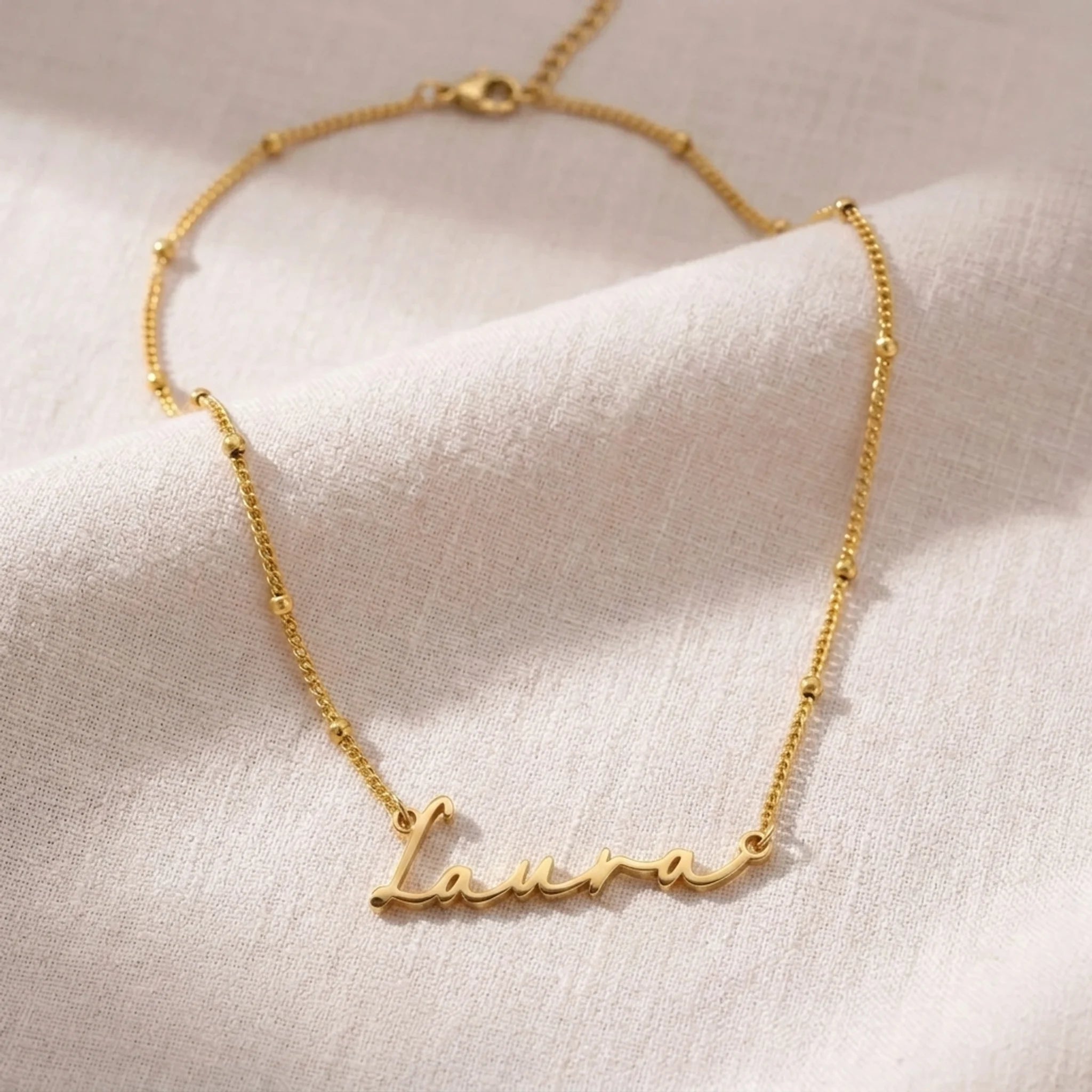 Laura Name Necklace | 18ct Gold, Silver & Vermeil | Ready to Ship