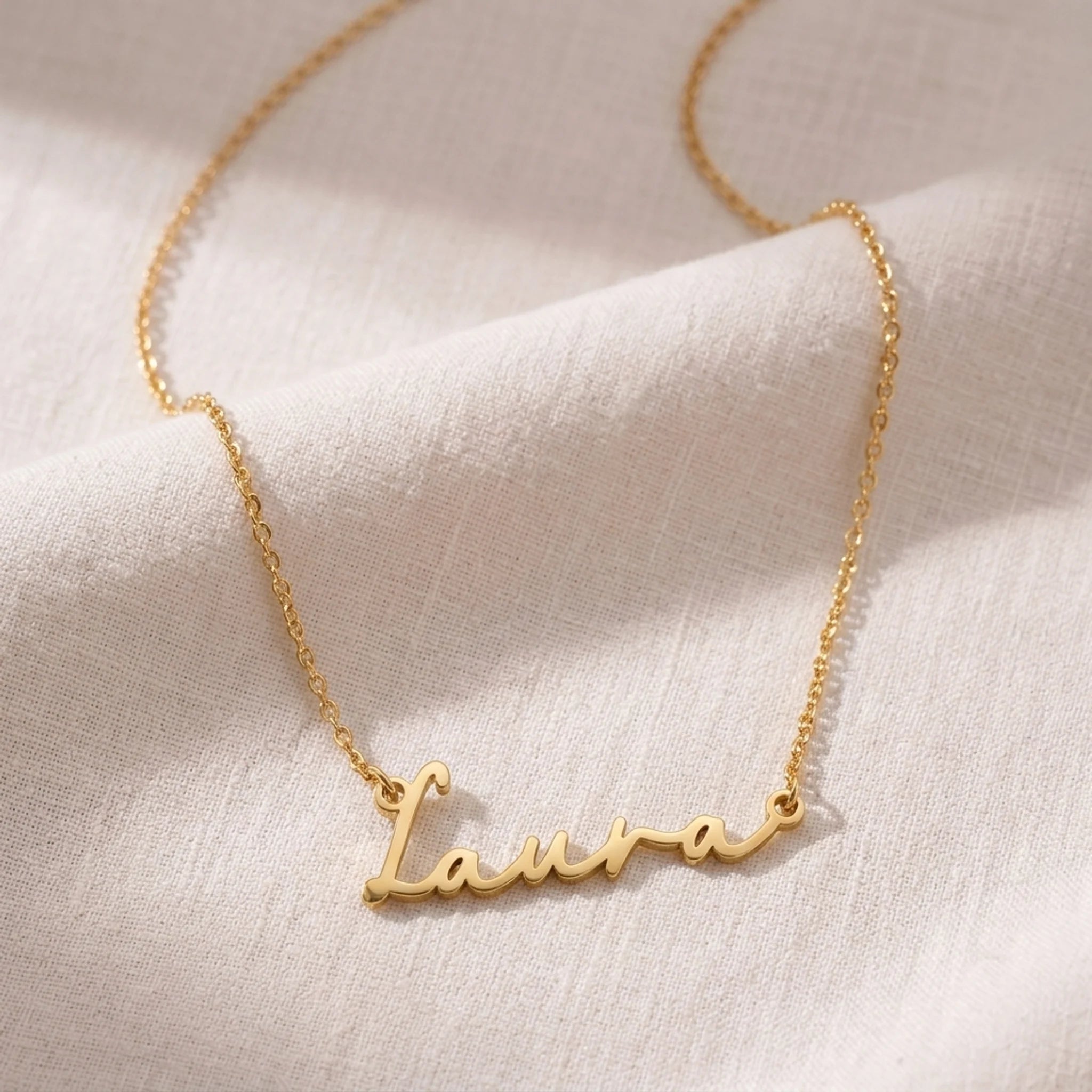Laura Name Necklace | 18ct Gold, Silver & Vermeil | Ready to Ship