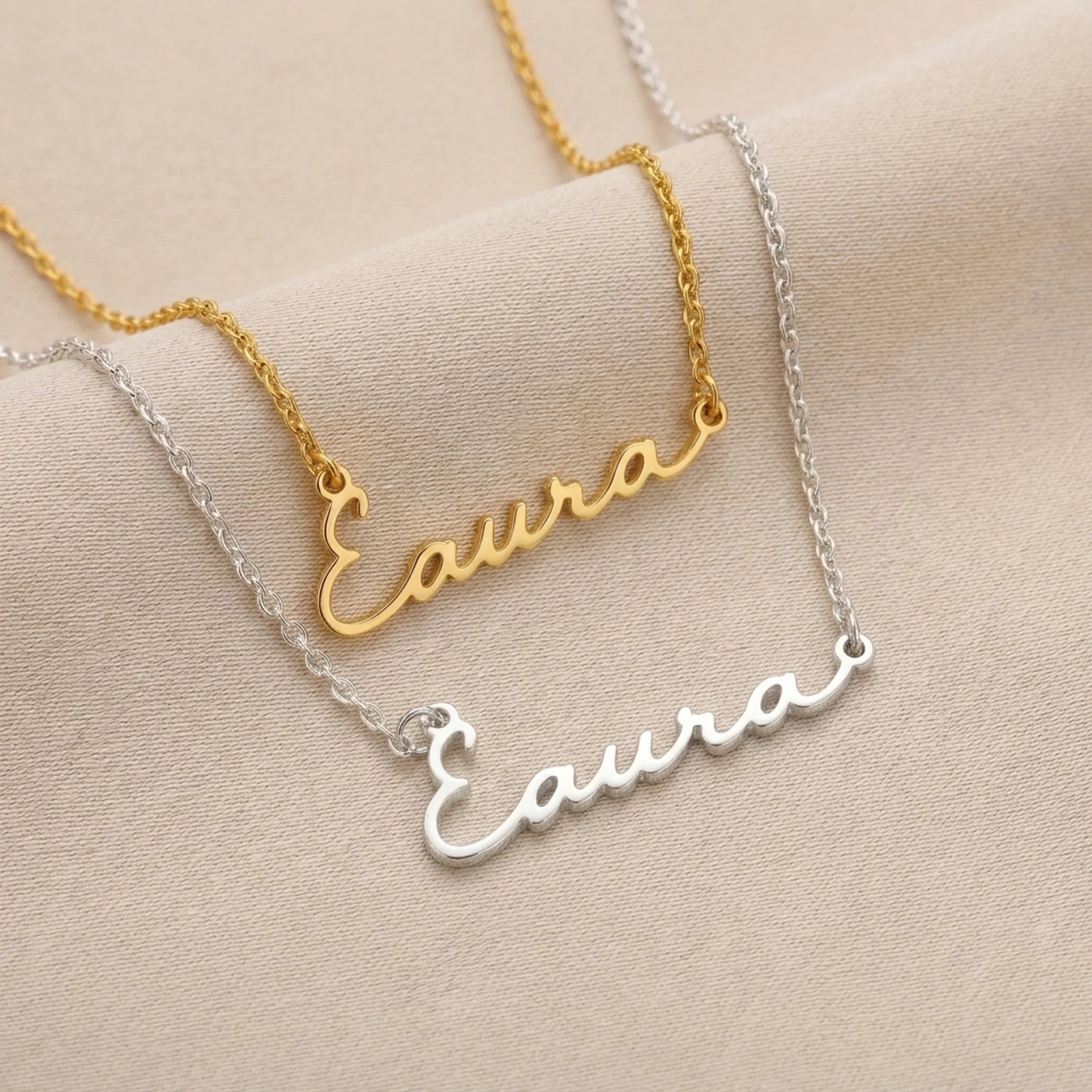 Laura Name Necklace | 18ct Gold, Silver & Vermeil | Ready to Ship