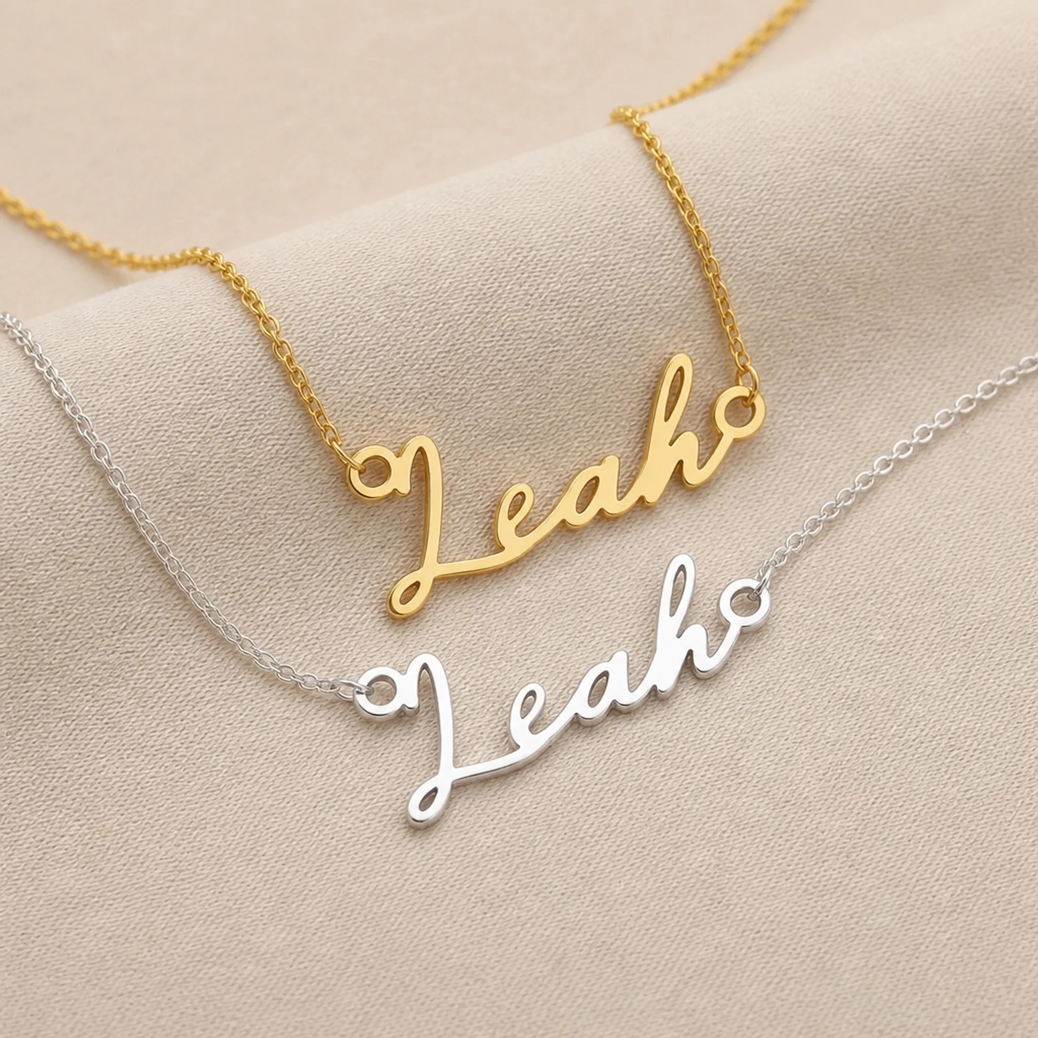 Leah Name Necklace | 18ct Gold, Silver & Vermeil | Ready to Ship