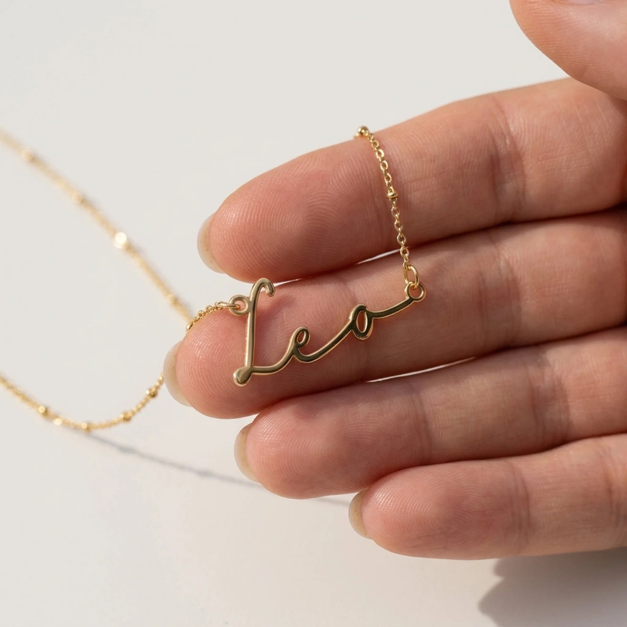 Leo Name Necklace | 18ct Gold, Silver & Vermeil | Ready to Ship