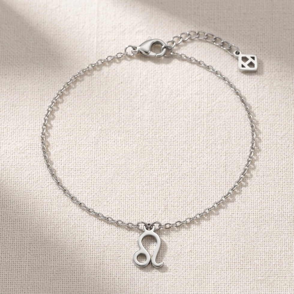 Bracciale con segno zodiacale Leone | Ciondolo a forma di stella, oro e argento