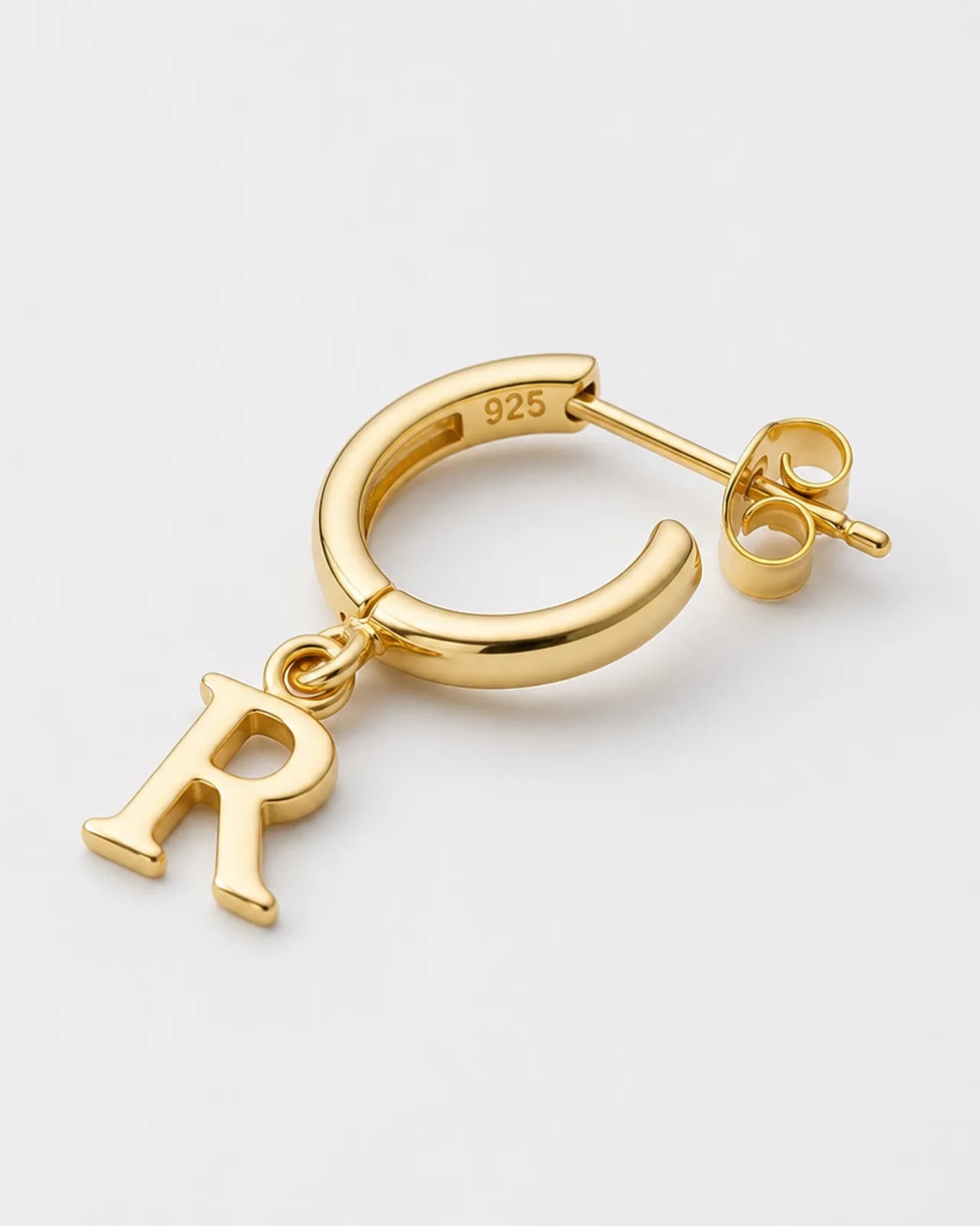 Personalised Initial Letter Drop Earrings in Gold or Silver – Custom Hoop Earrings