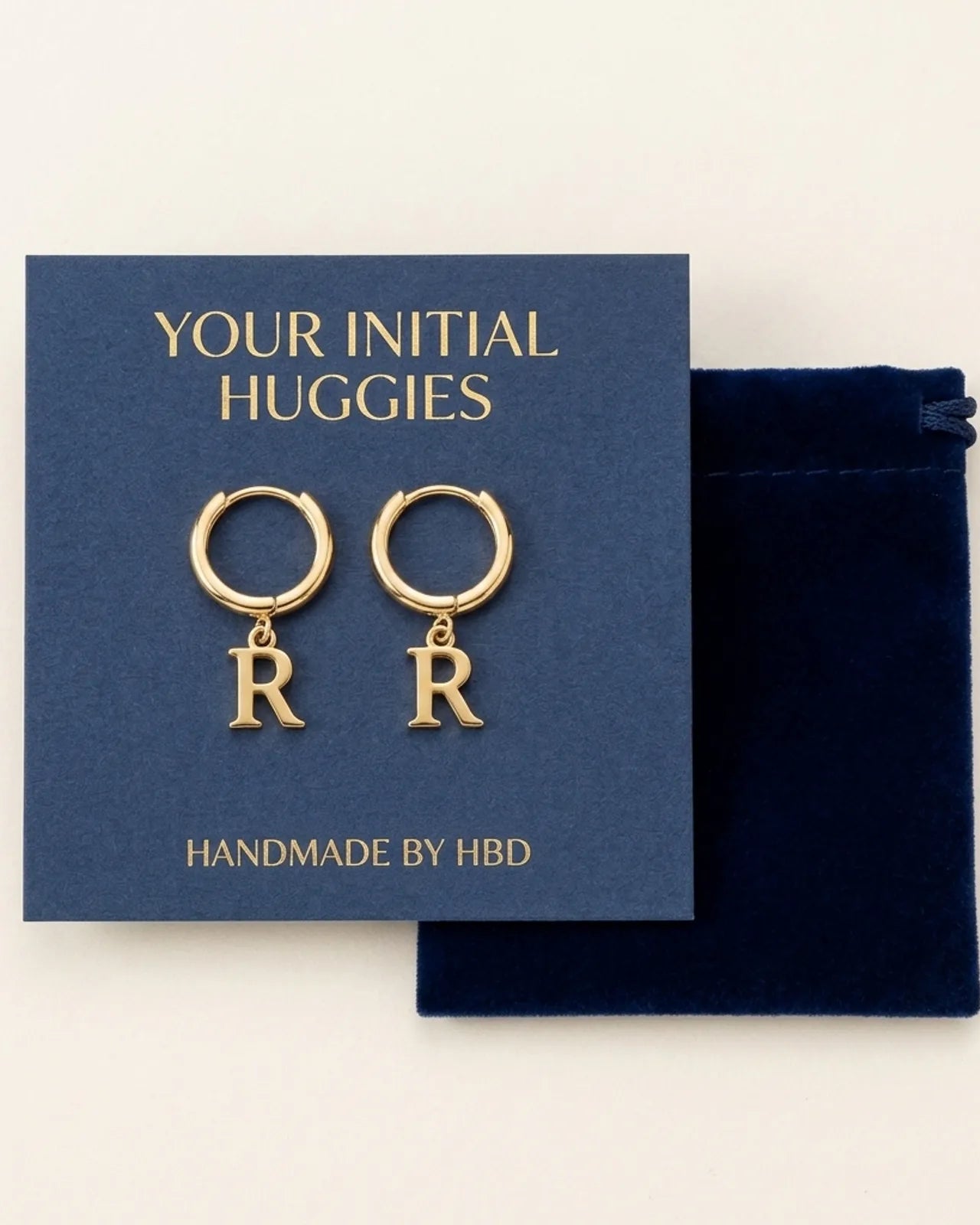 Personalised Initial Letter Drop Earrings in Gold or Silver – Custom Hoop Earrings