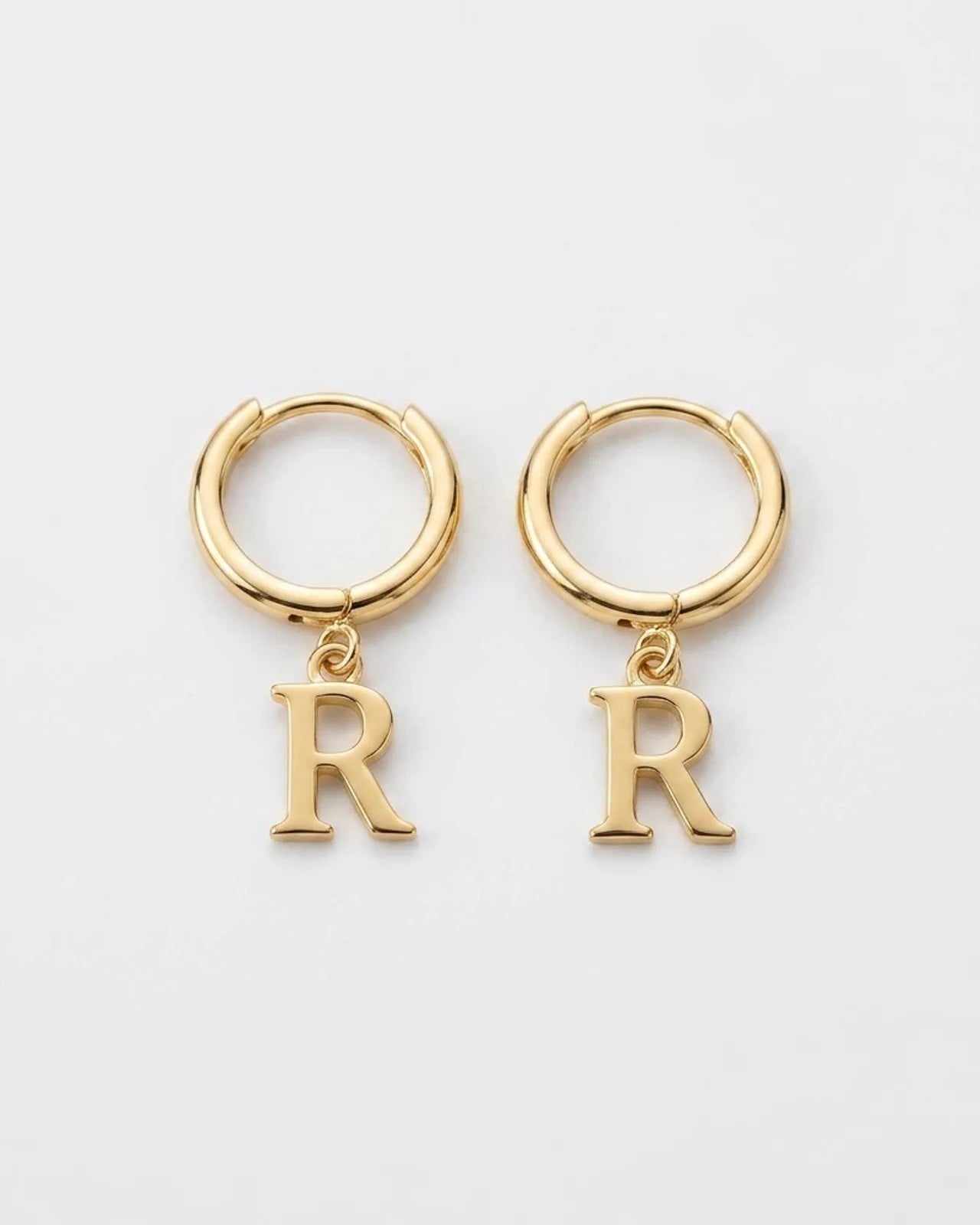 Personalised Initial Letter Drop Earrings in Gold or Silver – Custom Hoop Earrings