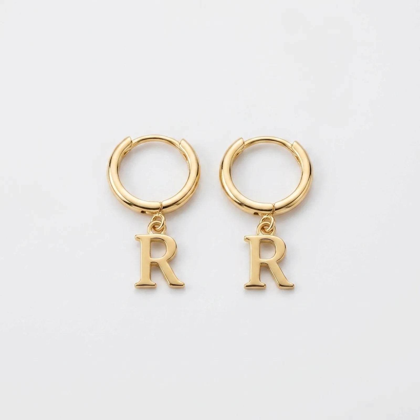 Personalised Initial Letter Drop Earrings in Gold or Silver – Custom Hoop Earrings