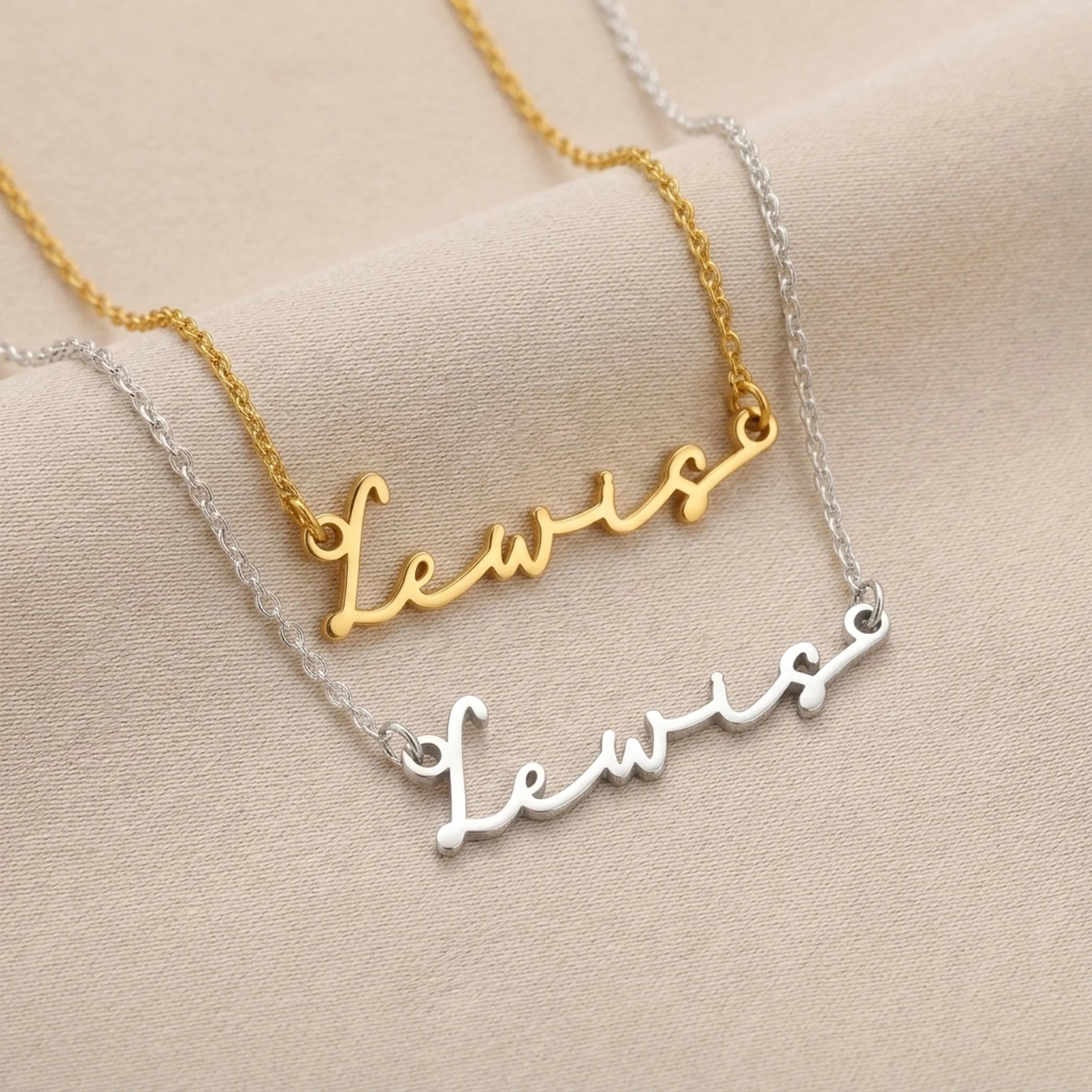Lewis Name Necklace | 18ct Gold, Silver & Vermeil | Ready to Ship