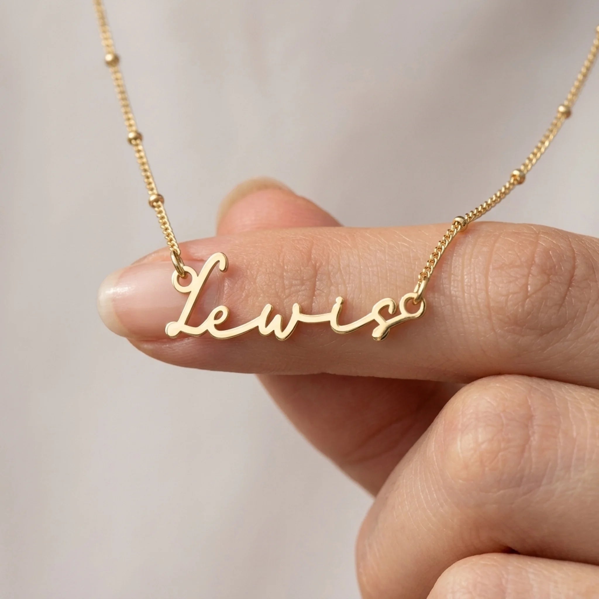 Lewis Name Necklace | 18ct Gold, Silver & Vermeil | Ready to Ship