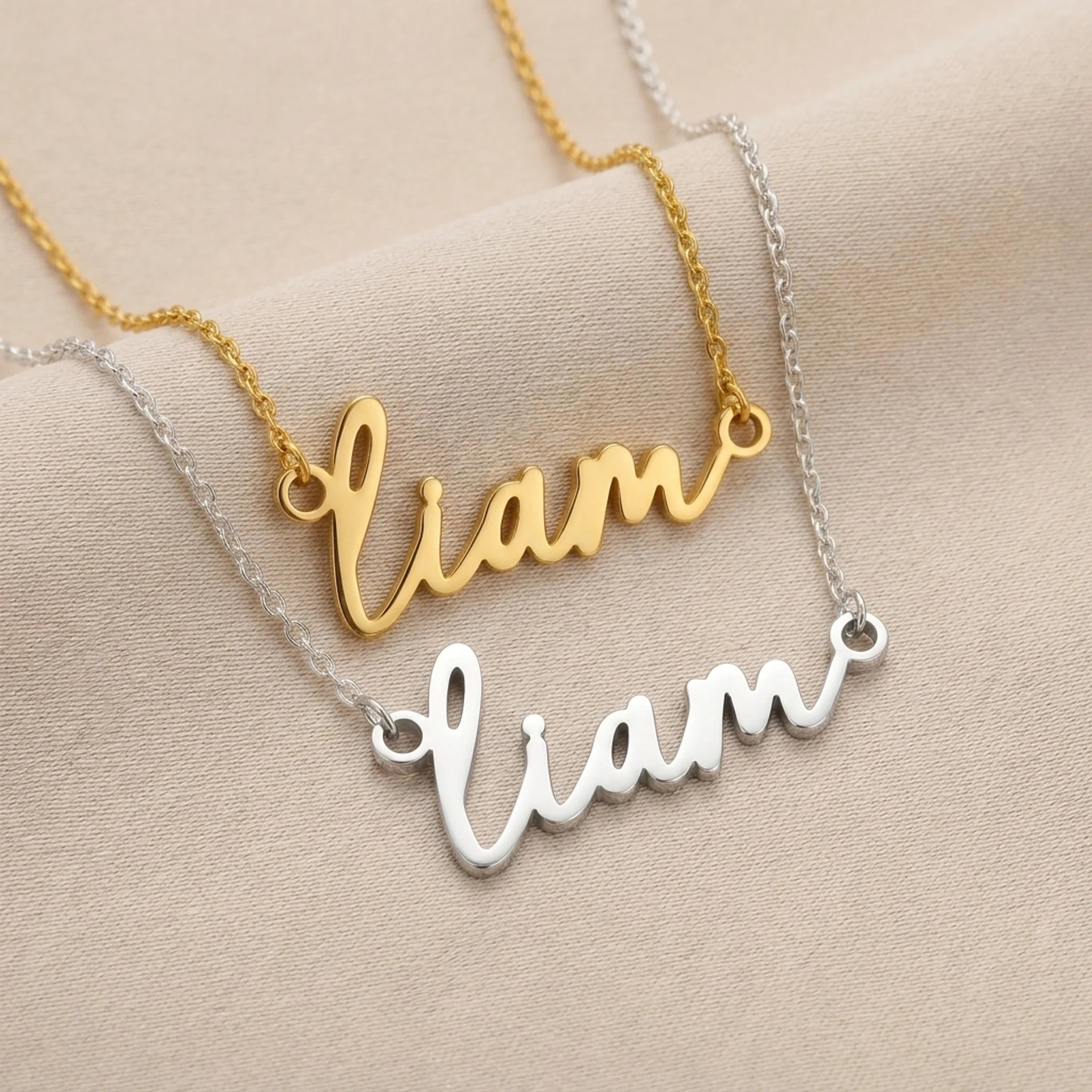 Liam Name Necklace | 18ct Gold, Silver & Vermeil | Ready to Ship