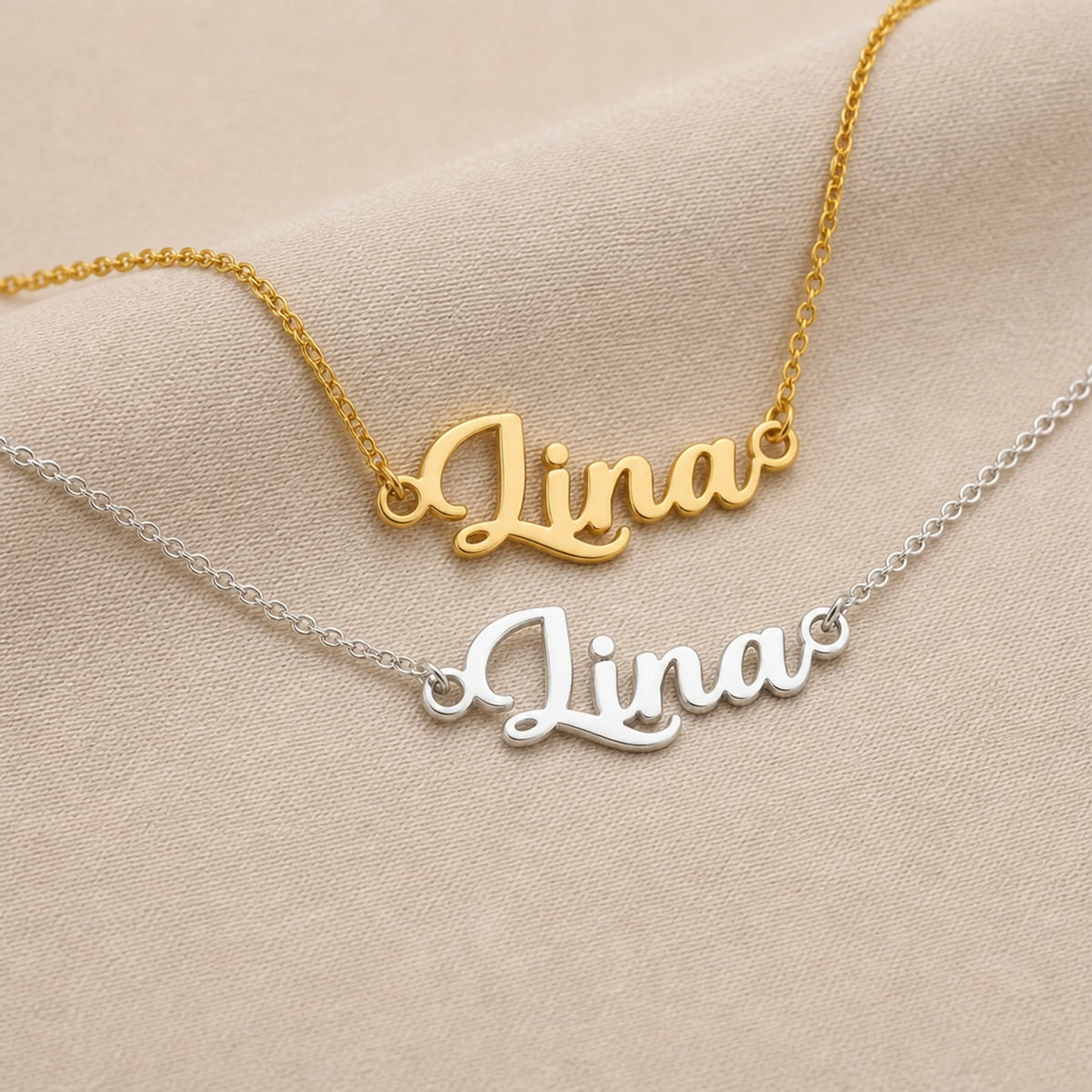 Lina Name Necklace | 18ct Gold, Silver & Vermeil | Ready to Ship