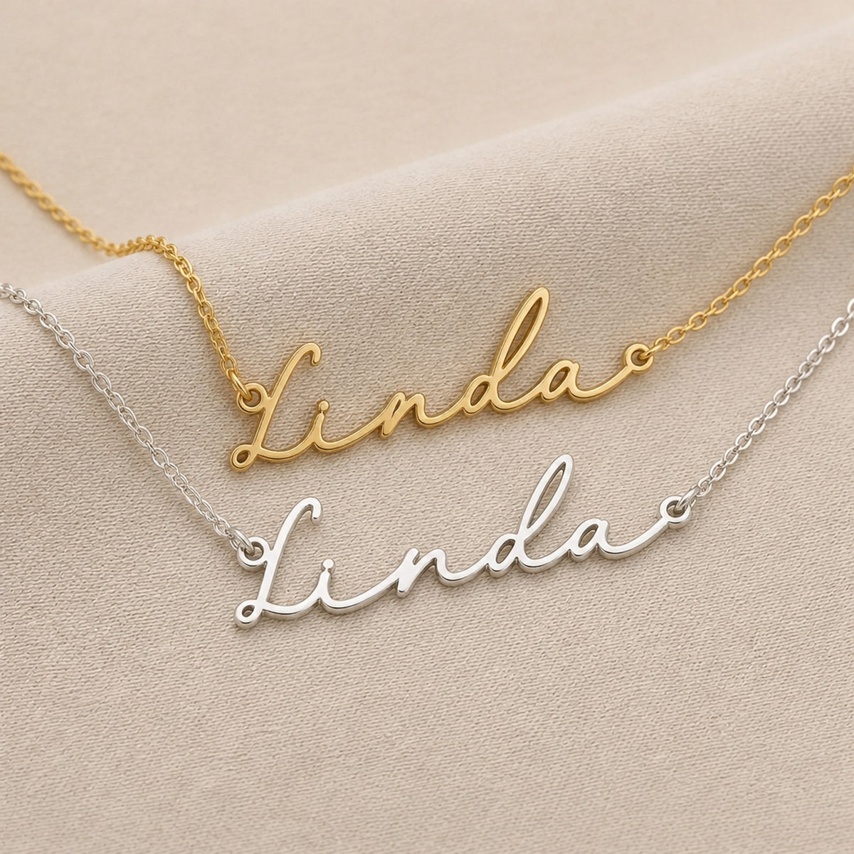 Linda Name Necklace | 18ct Gold, Silver & Vermeil | Ready to Ship