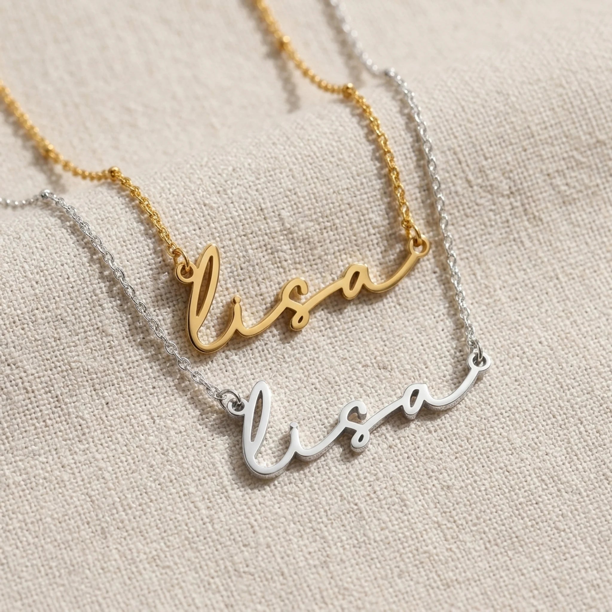 Lisa Name Necklace | 18ct Gold, Silver & Vermeil | Ready to Ship