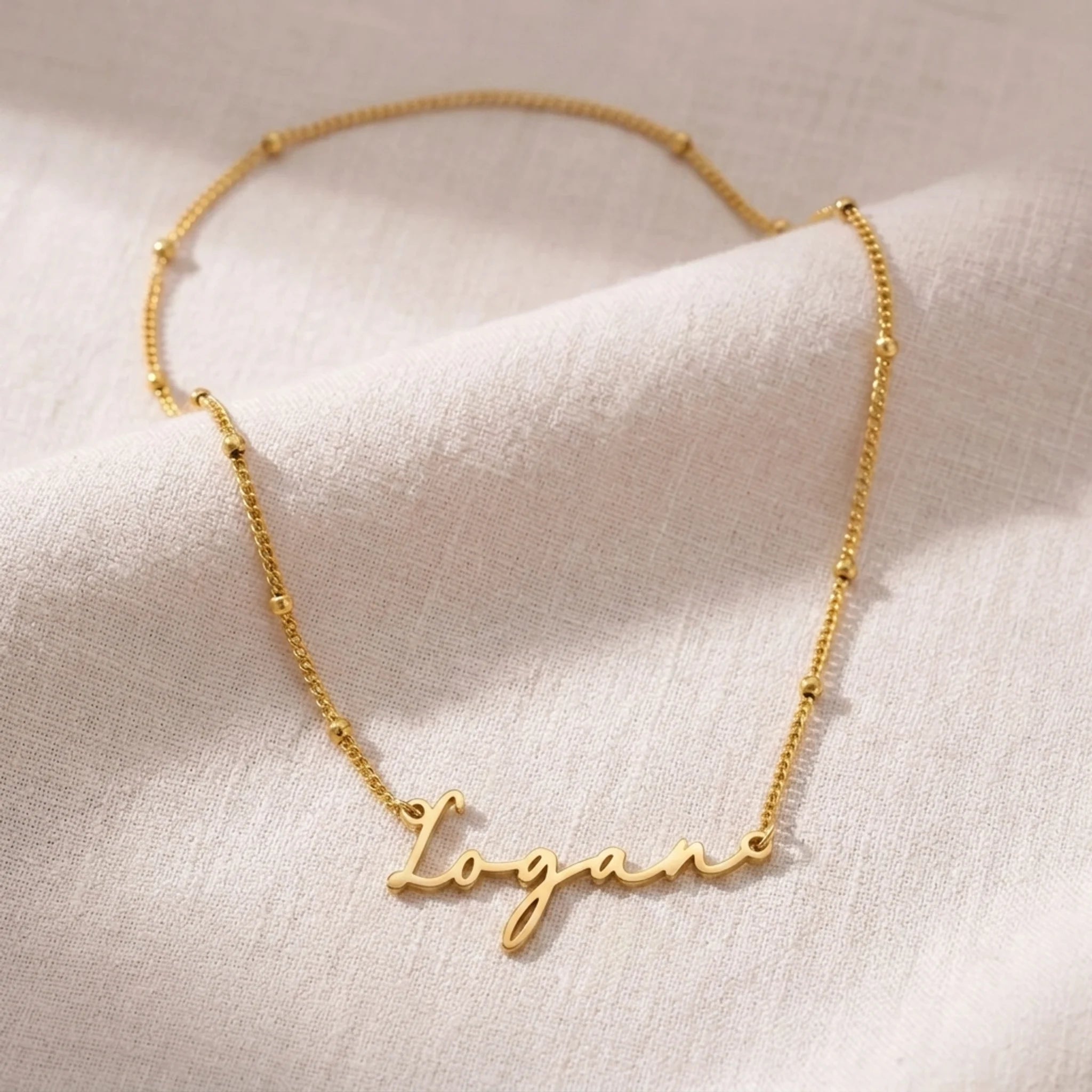 Logan Name Necklace | 18ct Gold, Silver & Vermeil | Ready to Ship