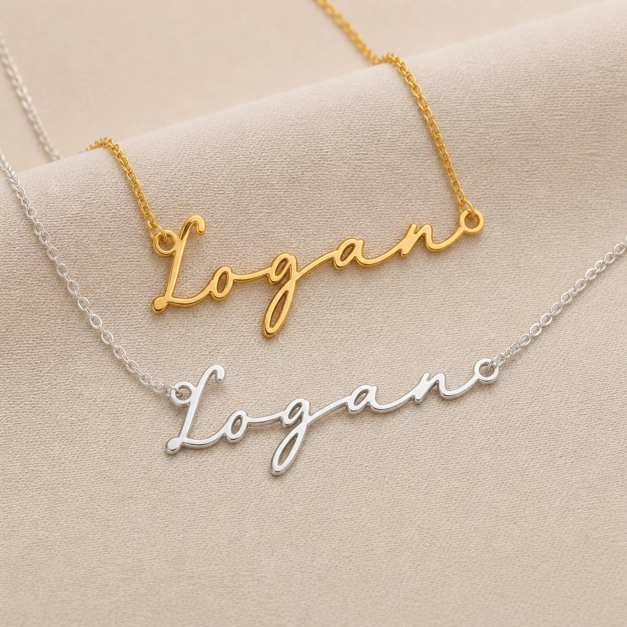 Logan Name Necklace | 18ct Gold, Silver & Vermeil | Ready to Ship