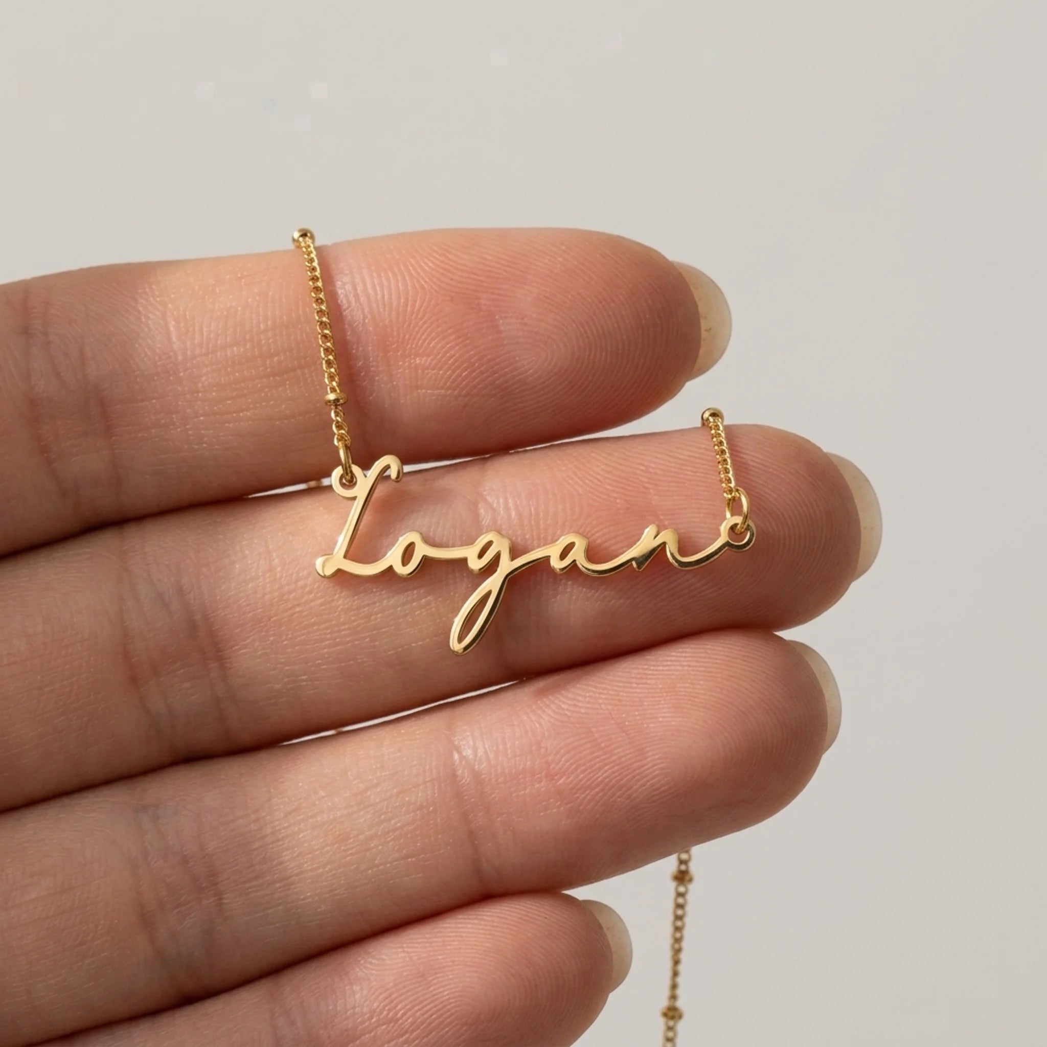 Logan Name Necklace | 18ct Gold, Silver & Vermeil | Ready to Ship