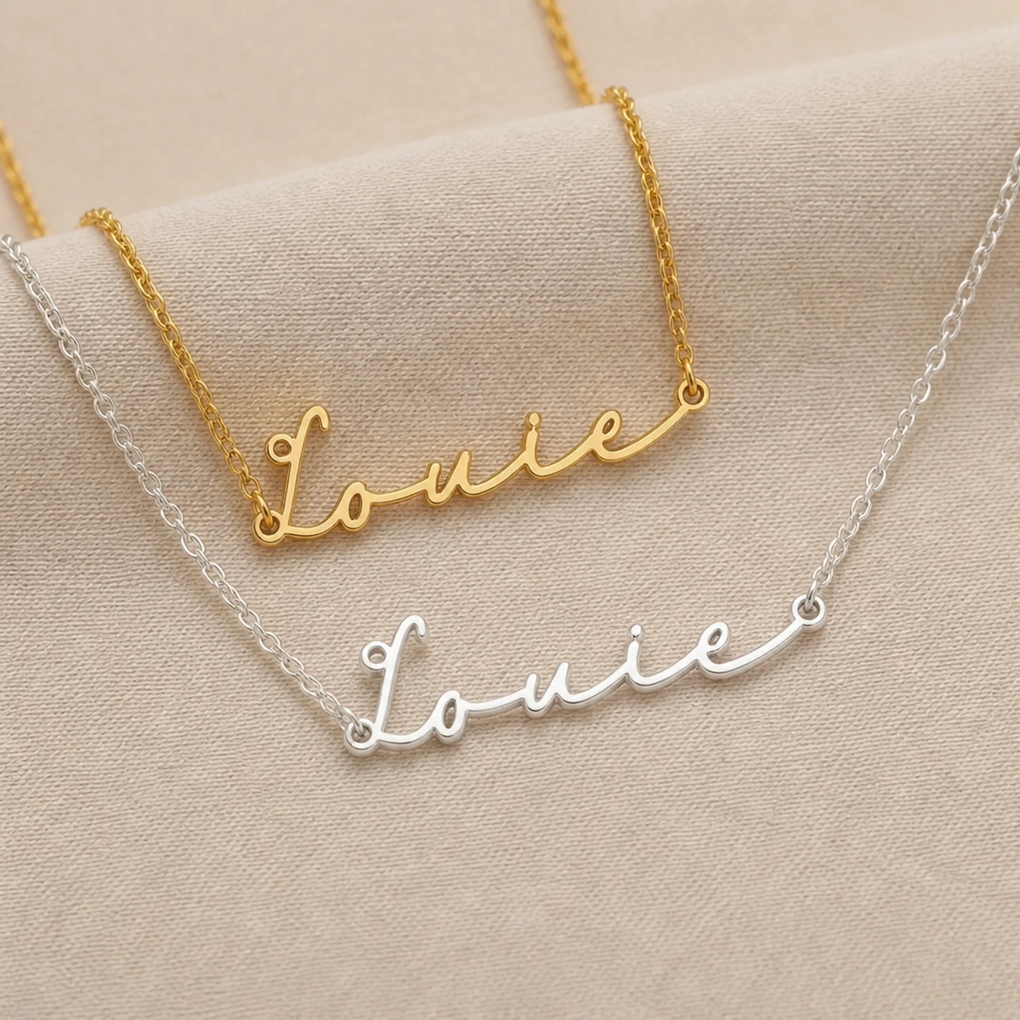 Louie Name Necklace | 18ct Gold, Silver & Vermeil | Ready to Ship