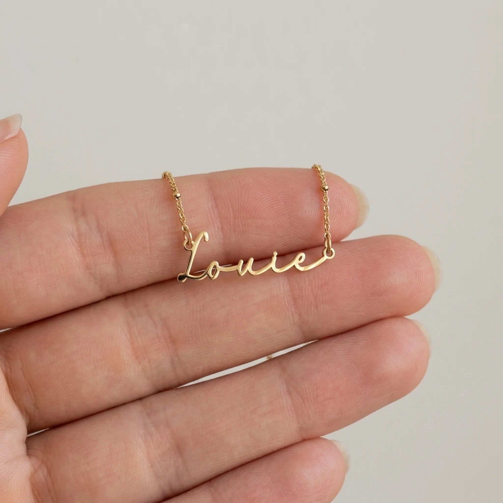 Louie Name Necklace | 18ct Gold, Silver & Vermeil | Ready to Ship