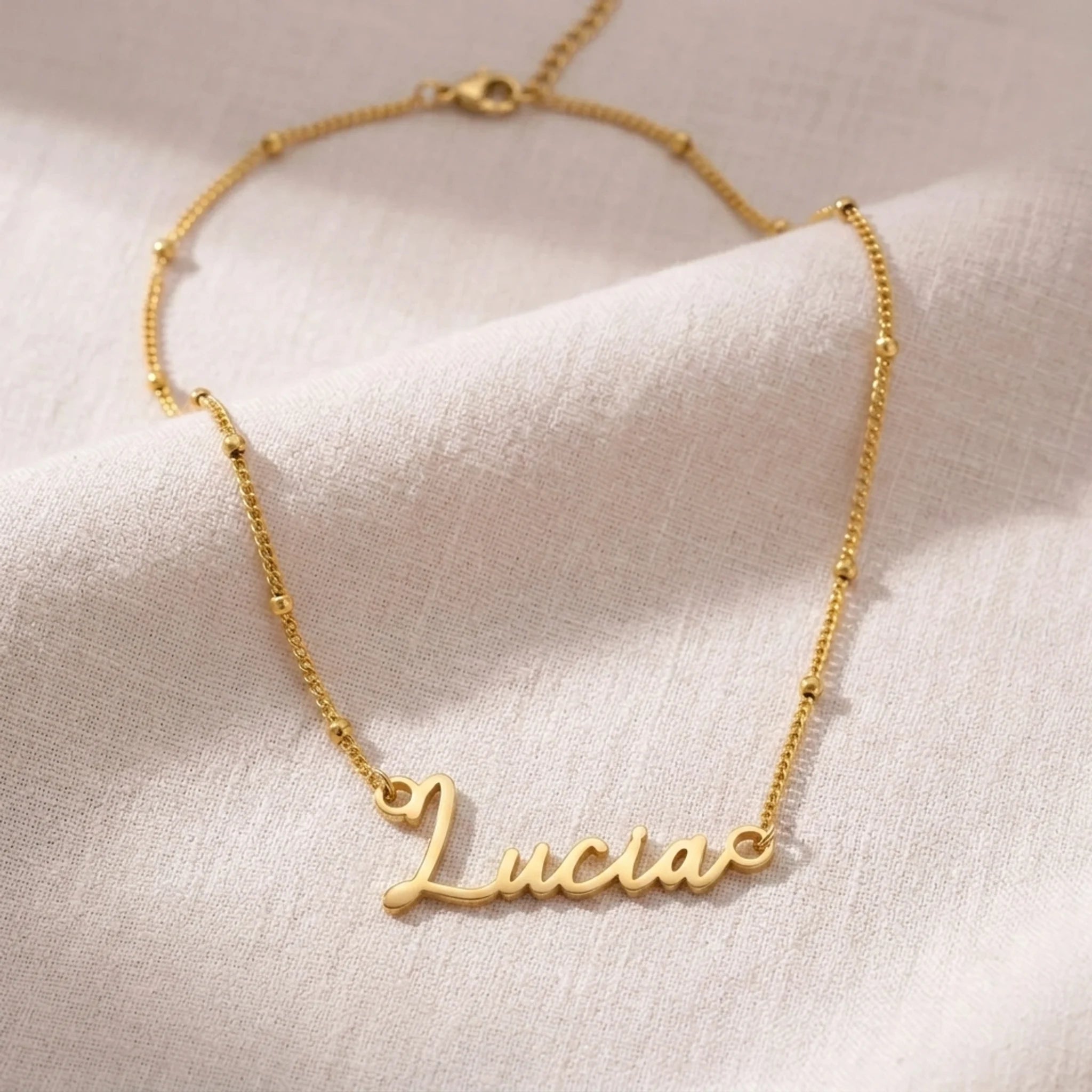 Lucia Name Necklace | 18ct Gold, Silver & Vermeil | Ready to Ship