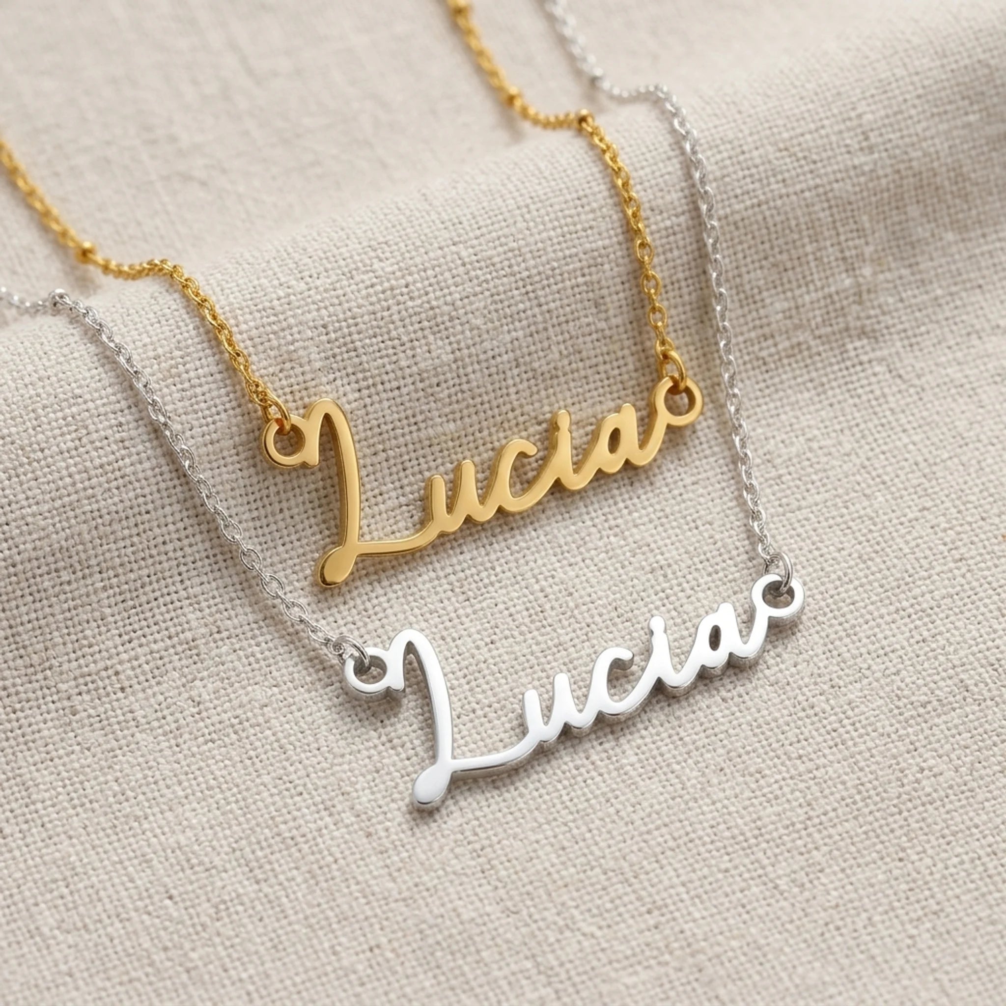 Lucia Name Necklace | 18ct Gold, Silver & Vermeil | Ready to Ship