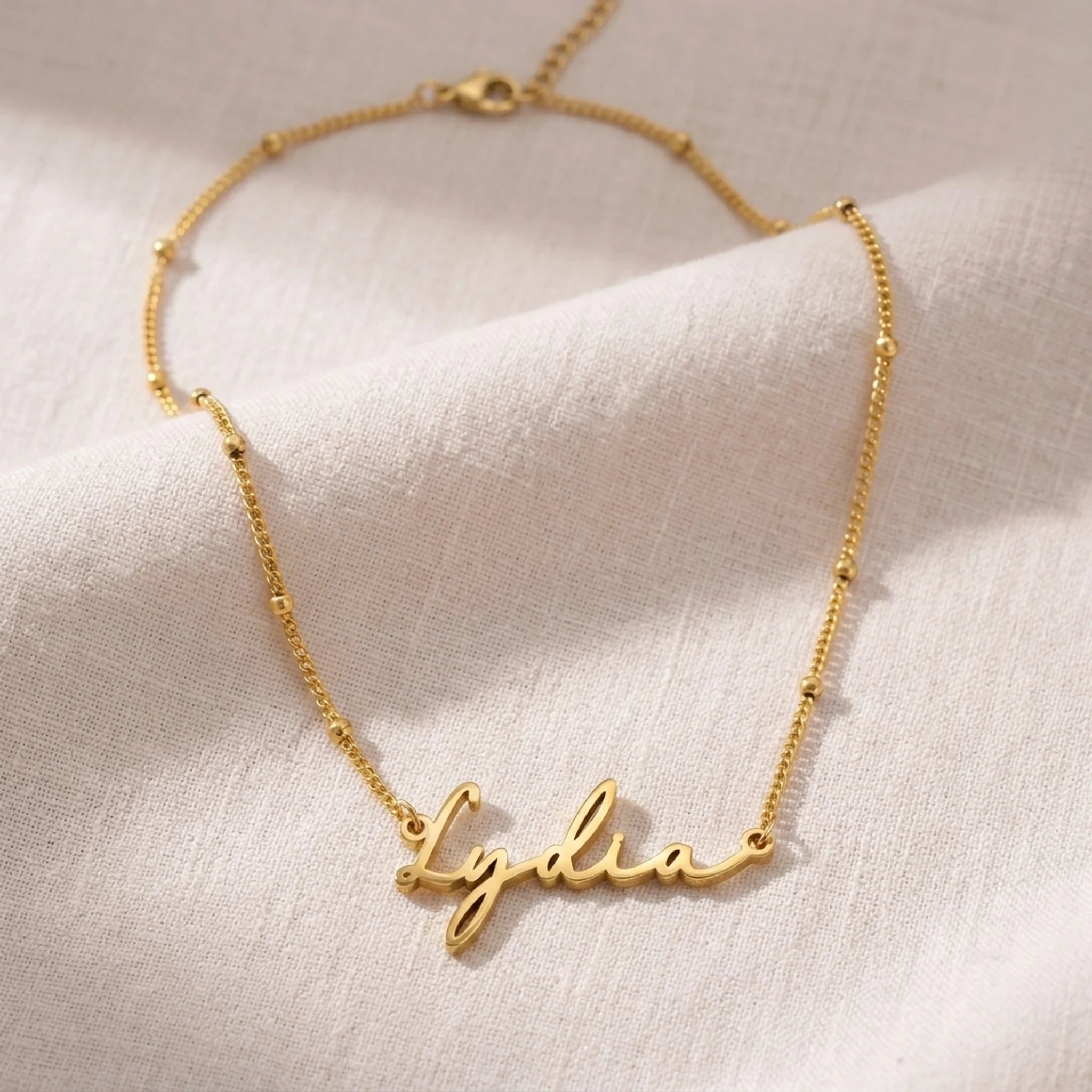 Lydia Name Necklace | 18ct Gold, Silver & Vermeil | Ready to Ship