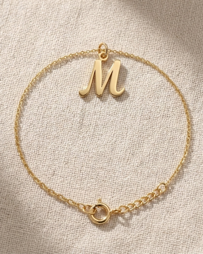 M Bracelet | Initial & Letter M Charm, Gold & Silver