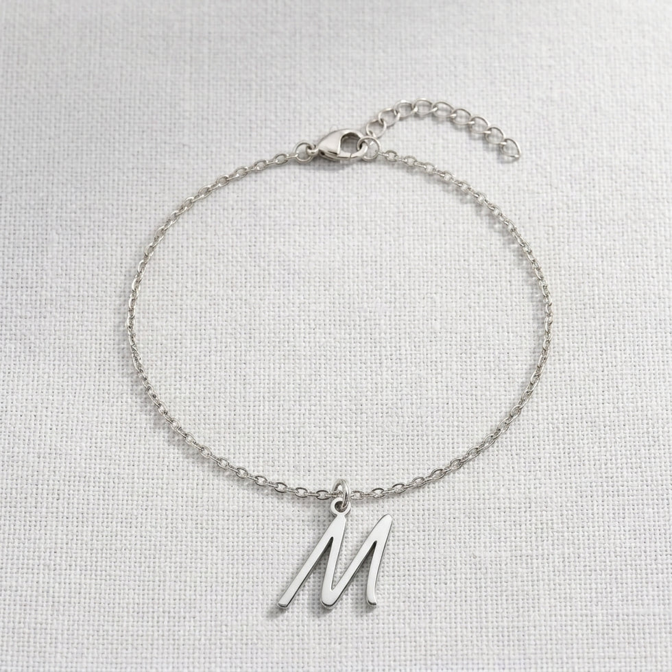 M Bracelet | Initial & Letter M Charm, Gold & Silver