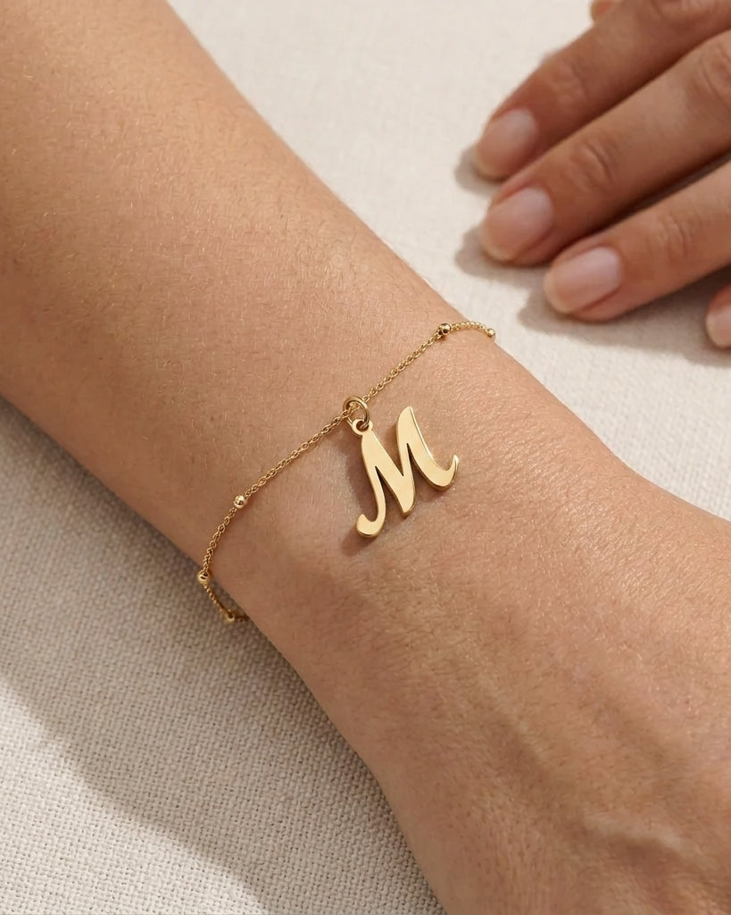 M Bracelet | Initial & Letter M Charm, Gold & Silver