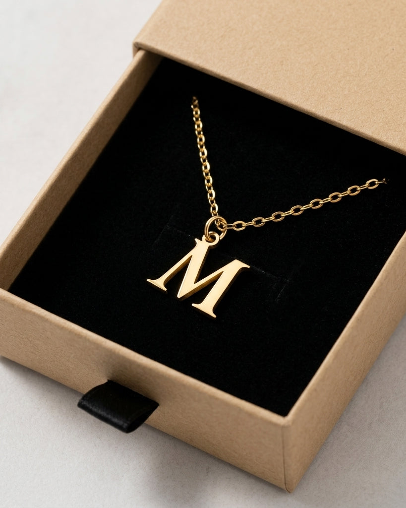 M Necklace | Initial & Letter M Pendant, Gold & Silver