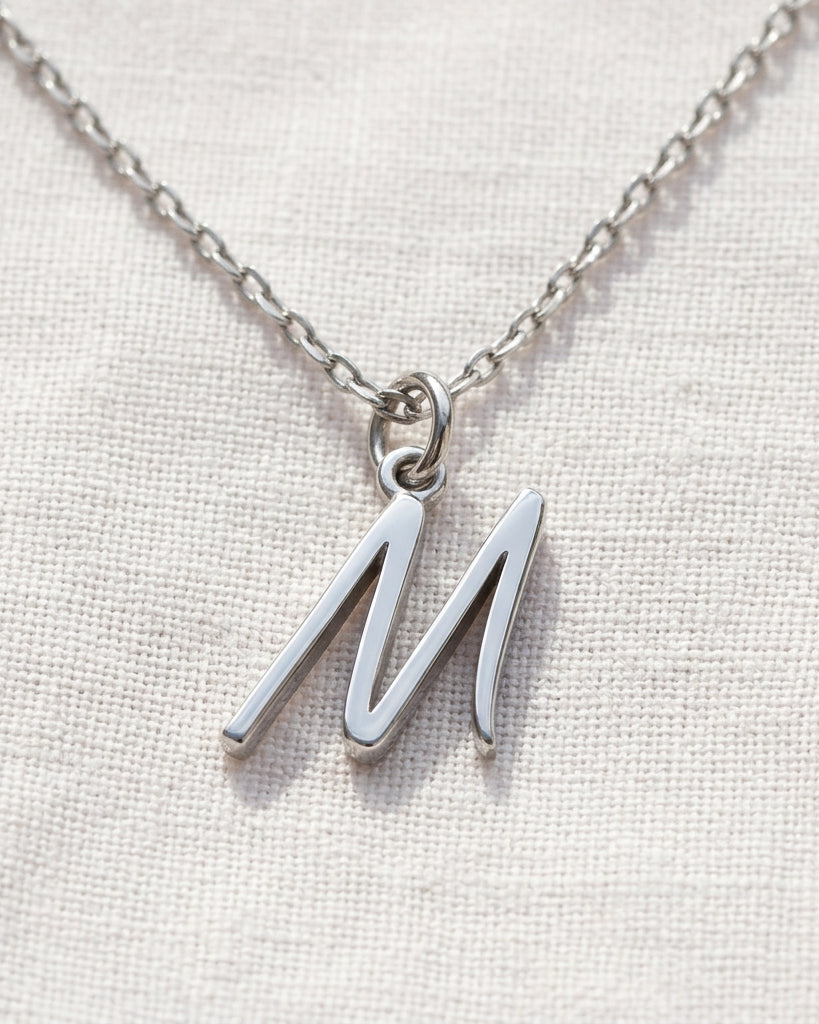M Necklace | Initial & Letter M Pendant, Gold & Silver