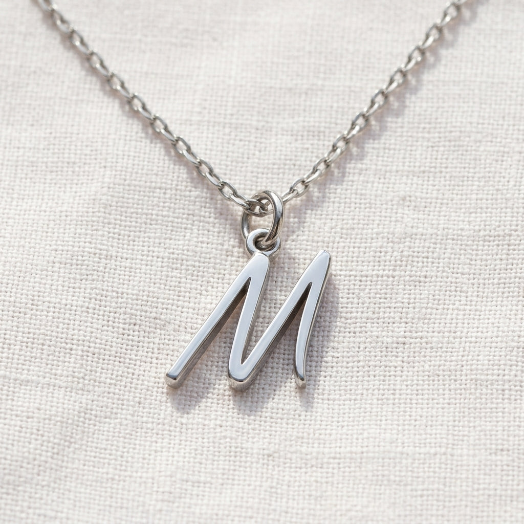 M Necklace | Initial & Letter M Pendant, Gold & Silver