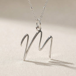 M Necklace | Initial & Letter M Pendant, Gold & Silver