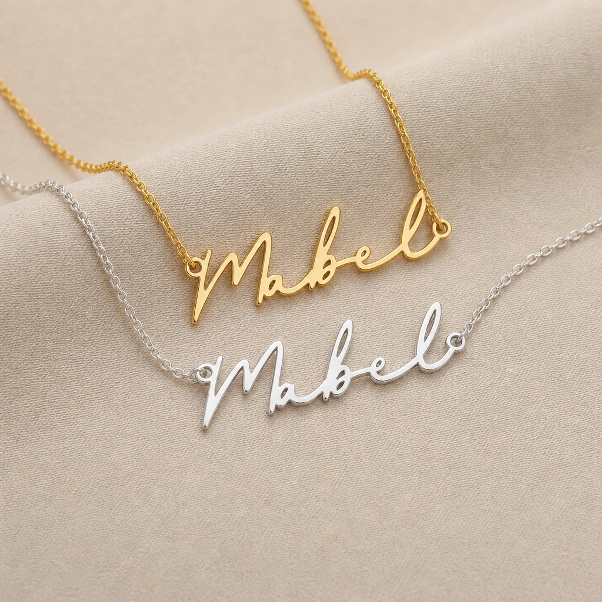 Mabel Name Necklace | 18ct Gold, Silver & Vermeil | Ready to Ship