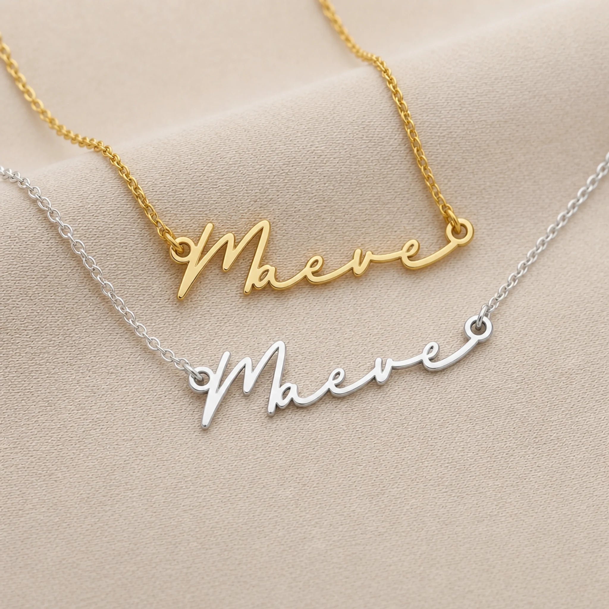 Maeve Name Necklace | 18ct Gold, Silver & Vermeil | Ready to Ship