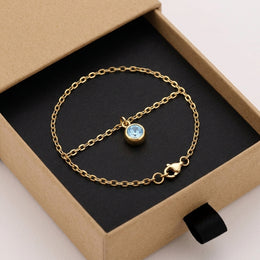 March Birthstone Bracelet | Aquamarine, Gold & Silver