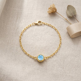 March Birthstone Bracelet | Aquamarine, Gold & Silver