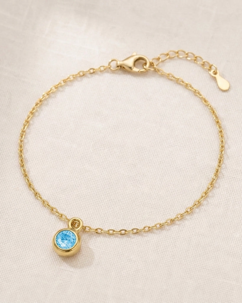 March Birthstone Bracelet | Aquamarine, Gold & Silver