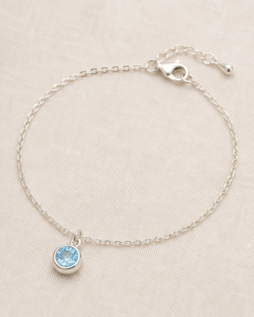 March Birthstone Bracelet | Aquamarine, Gold & Silver