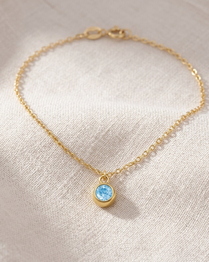 March Birthstone Necklace | Aquamarine, Gold & Silver