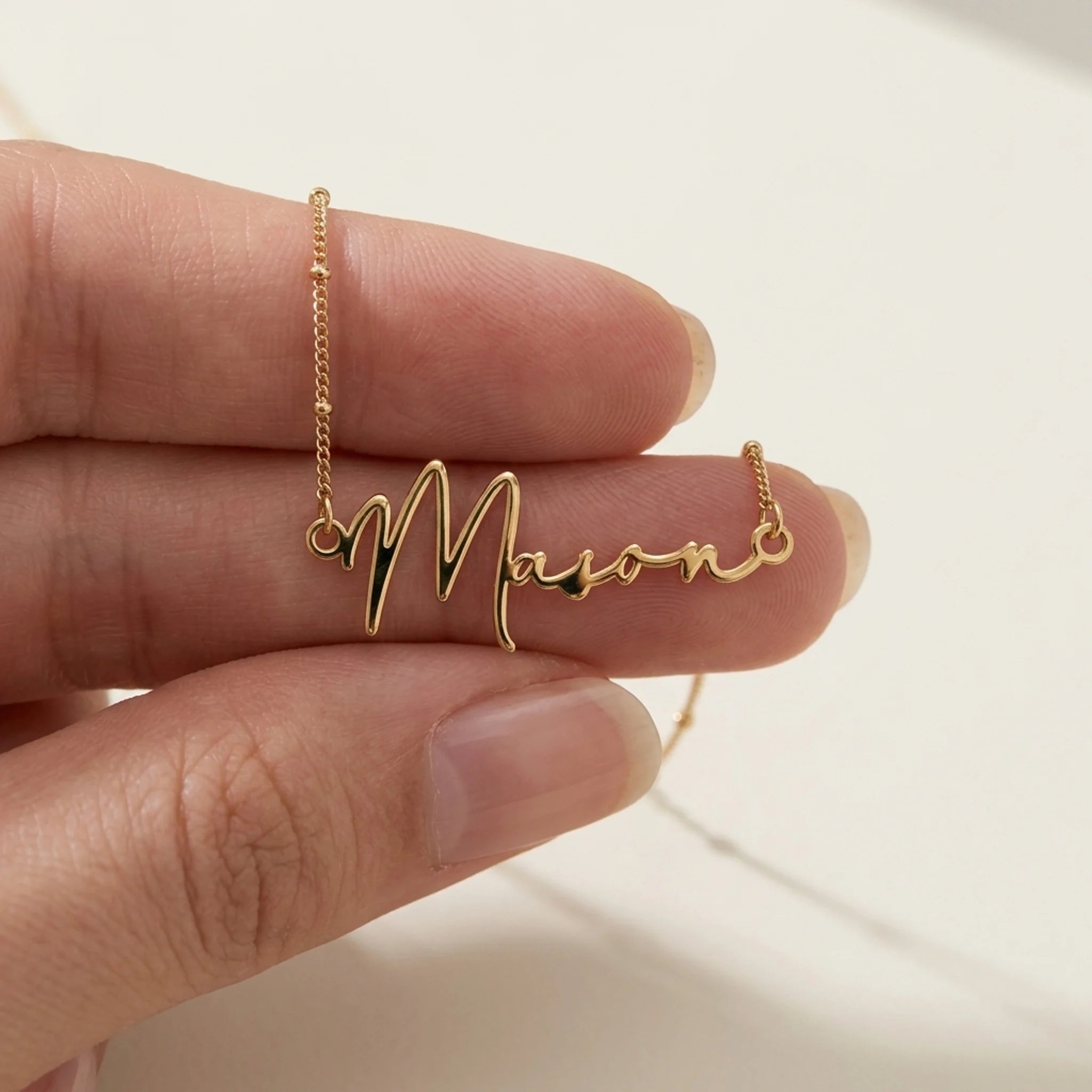 Mason Name Necklace | 18ct Gold, Silver & Vermeil | Ready to Ship