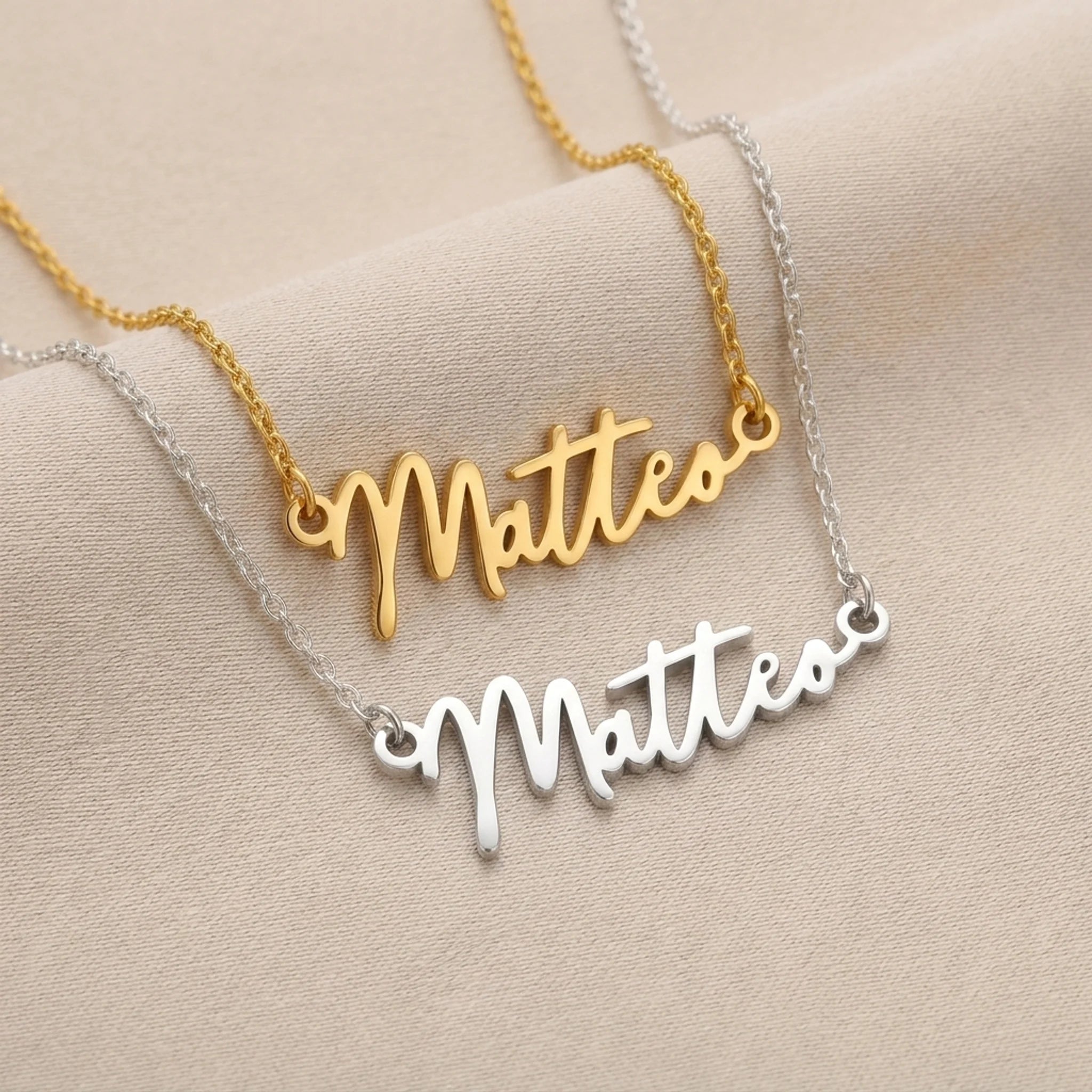 Matteo Name Necklace | 18ct Gold, Silver & Vermeil | Ready to Ship