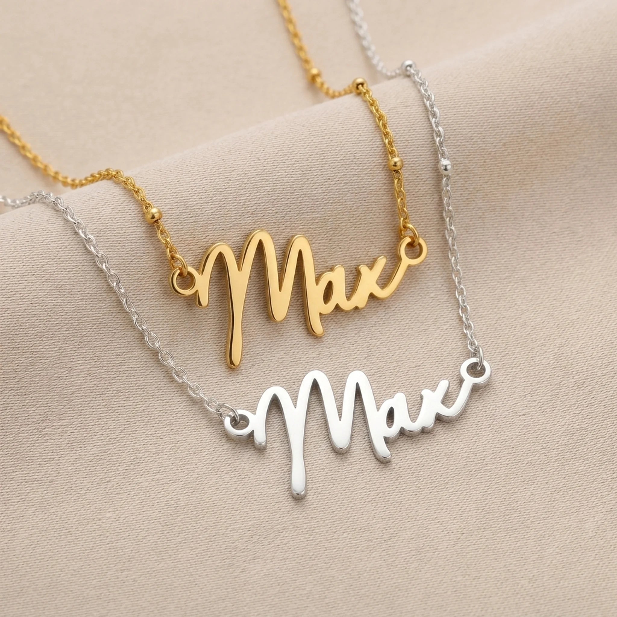Max Name Necklace | 18ct Gold, Silver & Vermeil | Ready to Ship