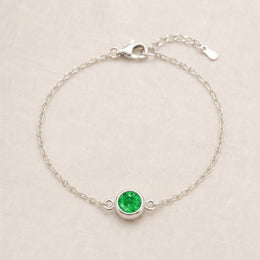 May Birthstone Bracelet | Emerald, Gold & Silver