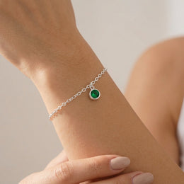 May Birthstone Bracelet | Emerald, Gold & Silver