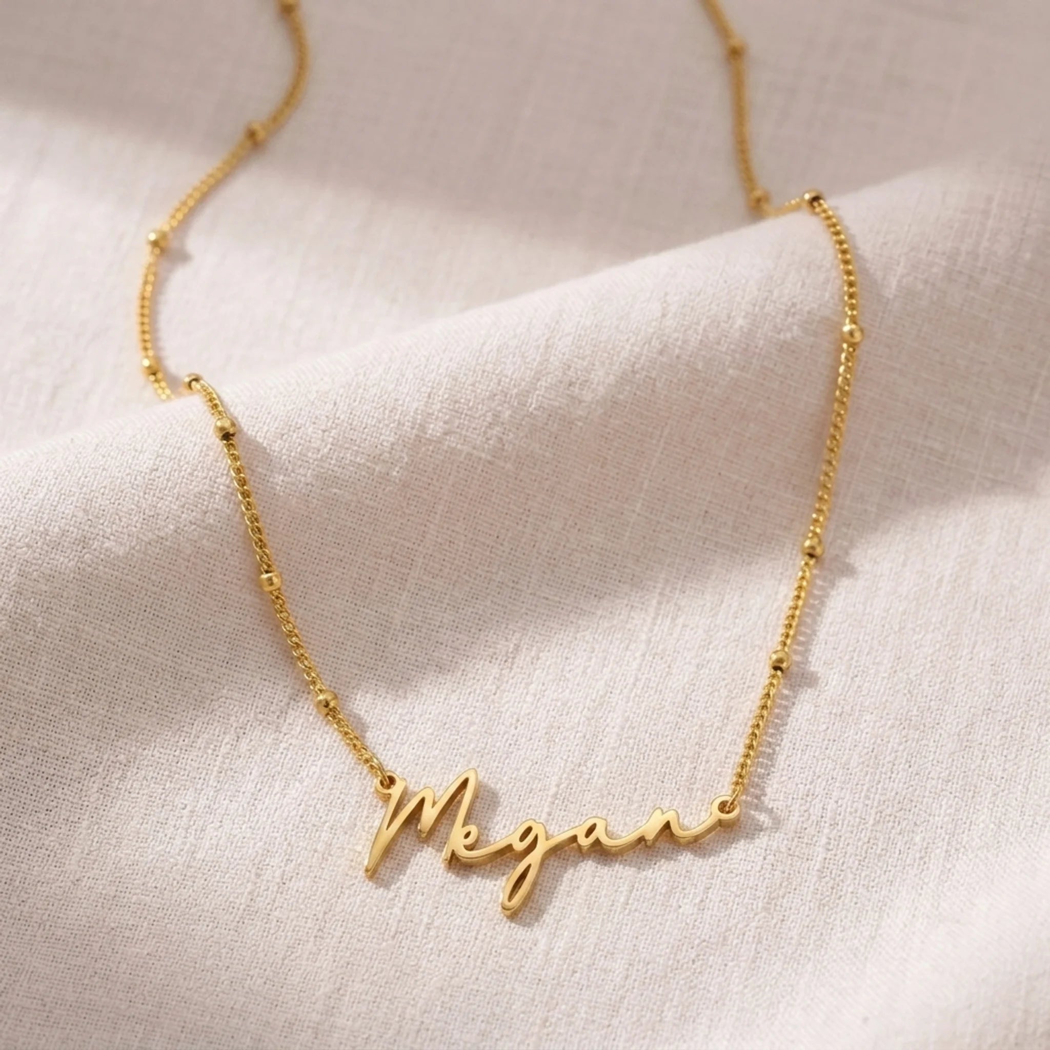 Megan Name Necklace | 18ct Gold, Silver & Vermeil | Ready to Ship