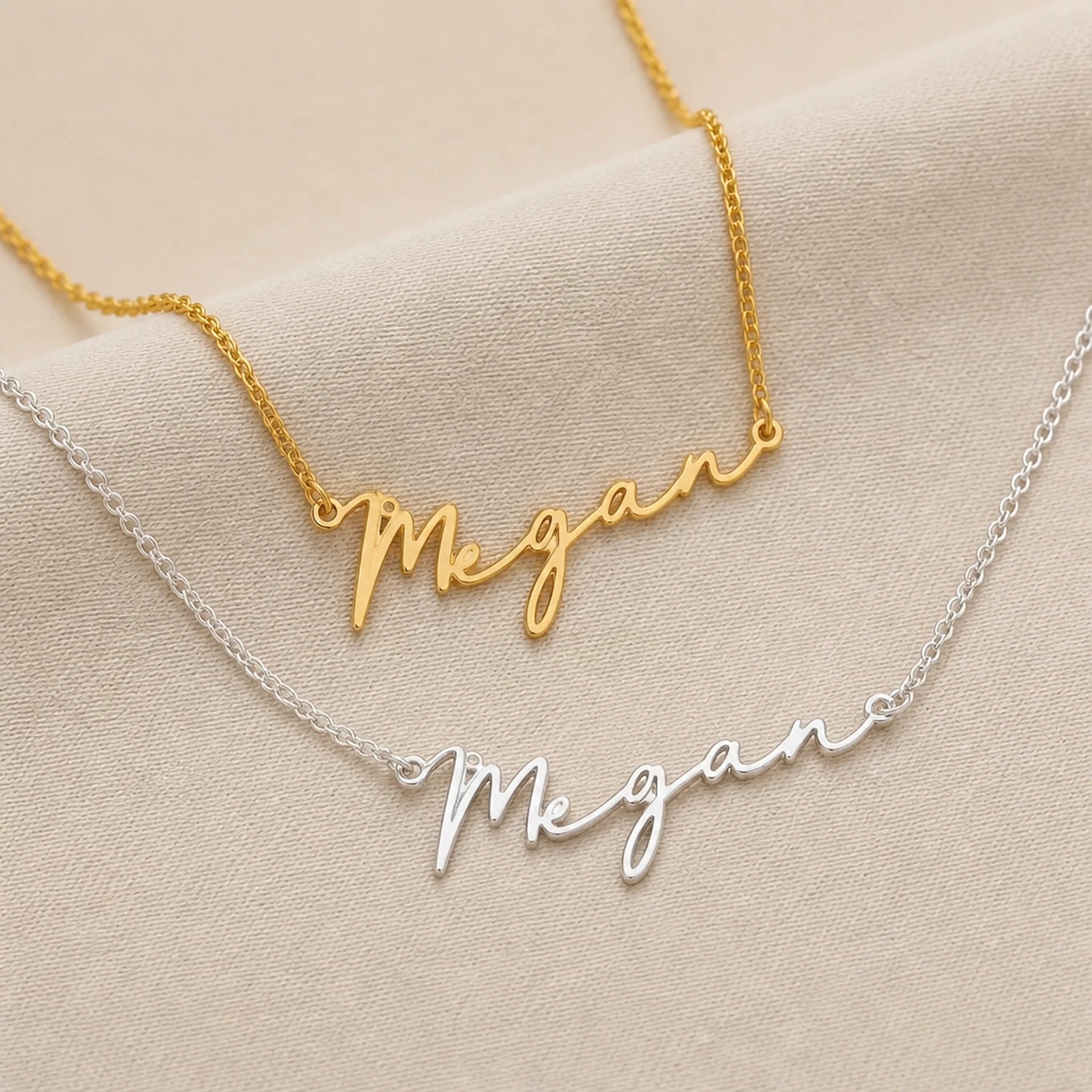 Megan Name Necklace | 18ct Gold, Silver & Vermeil | Ready to Ship