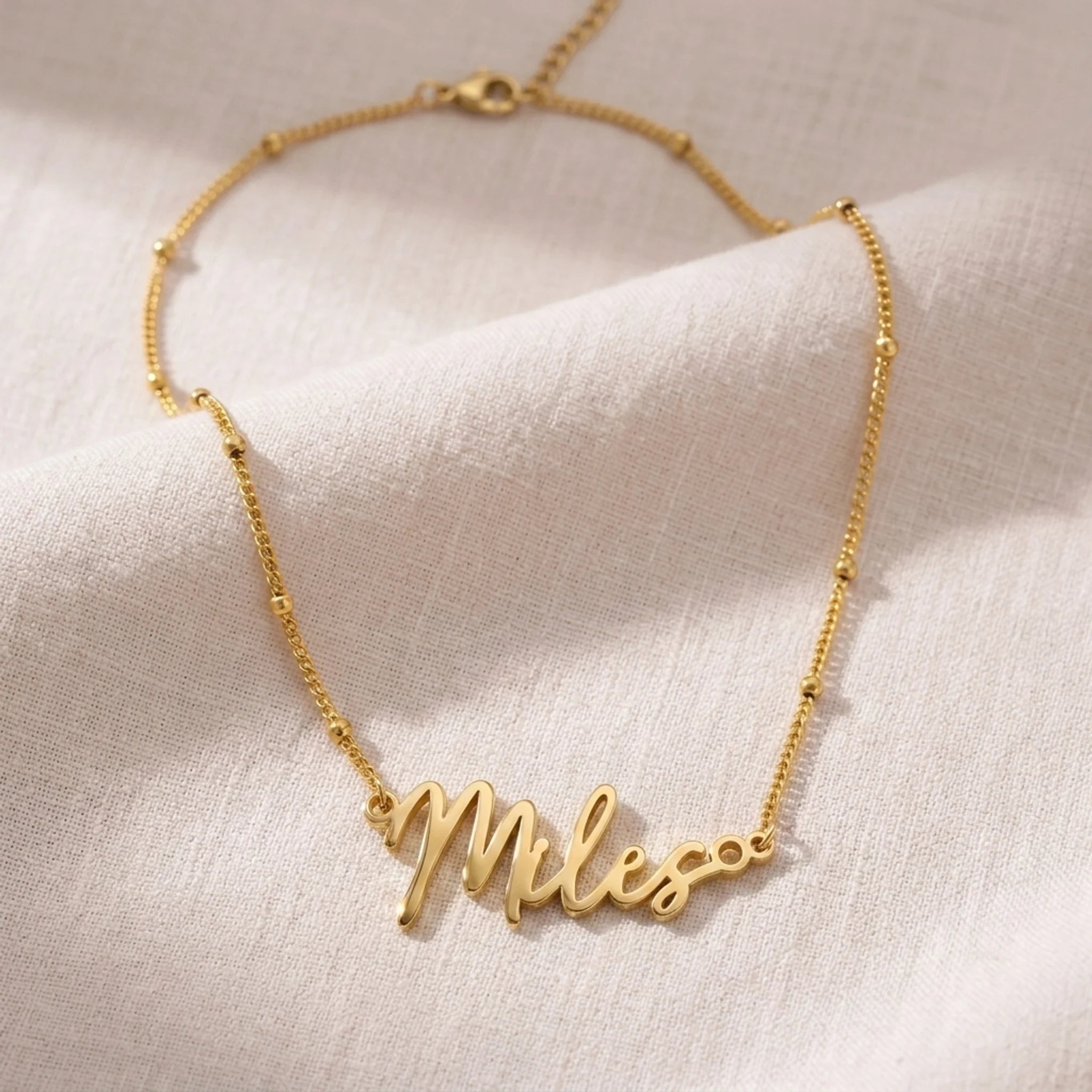 Miles Name Necklace | 18ct Gold, Silver & Vermeil | Ready to Ship