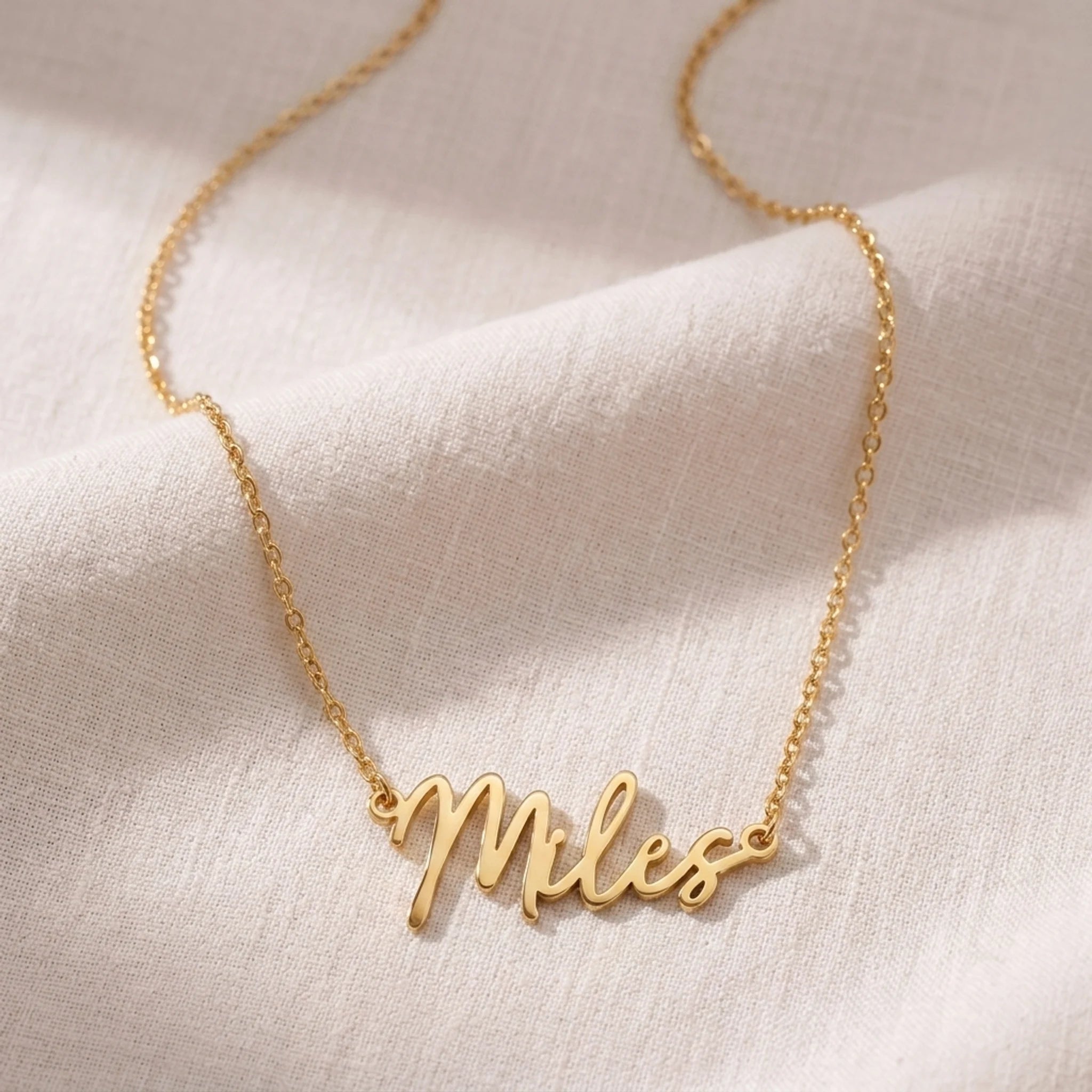 Miles Name Necklace | 18ct Gold, Silver & Vermeil | Ready to Ship