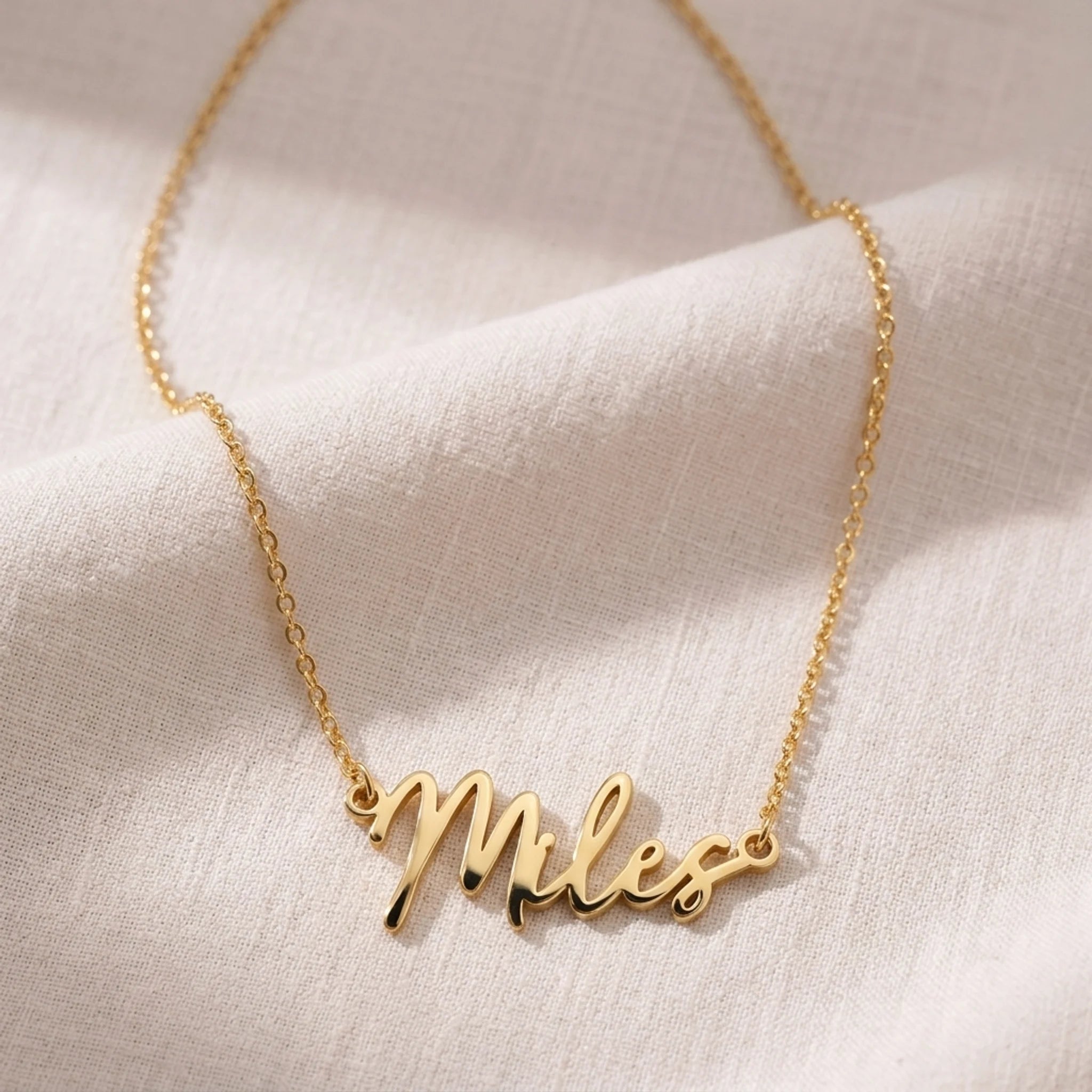 Miles Name Necklace | 18ct Gold, Silver & Vermeil | Ready to Ship